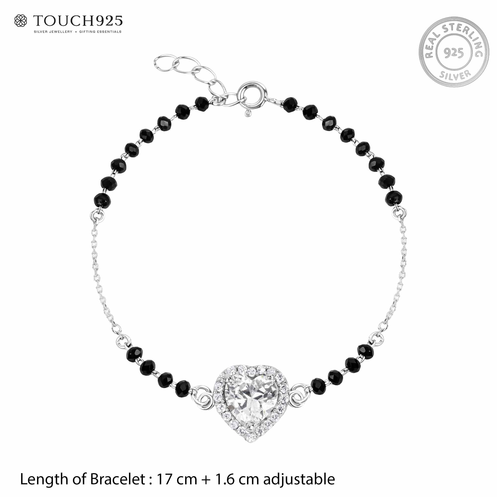 Halo Heart CZ 925 Silver Bracelet