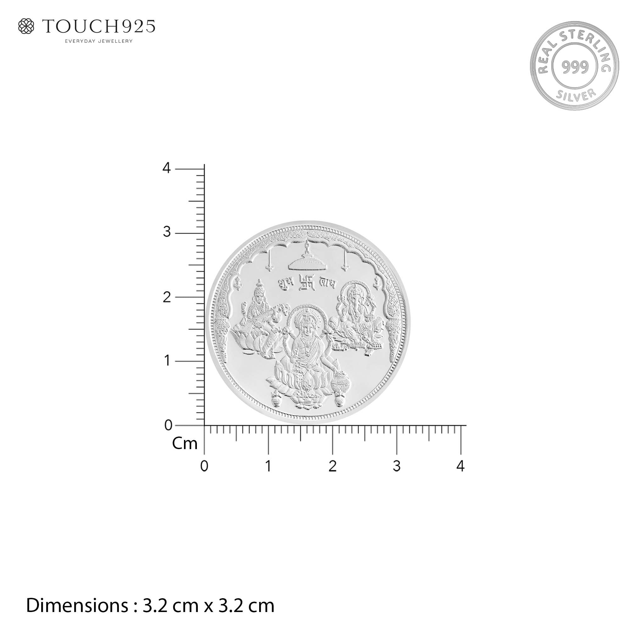 Pure 999 Silver 10g Lakshmi Ganesh Saraswati Coin