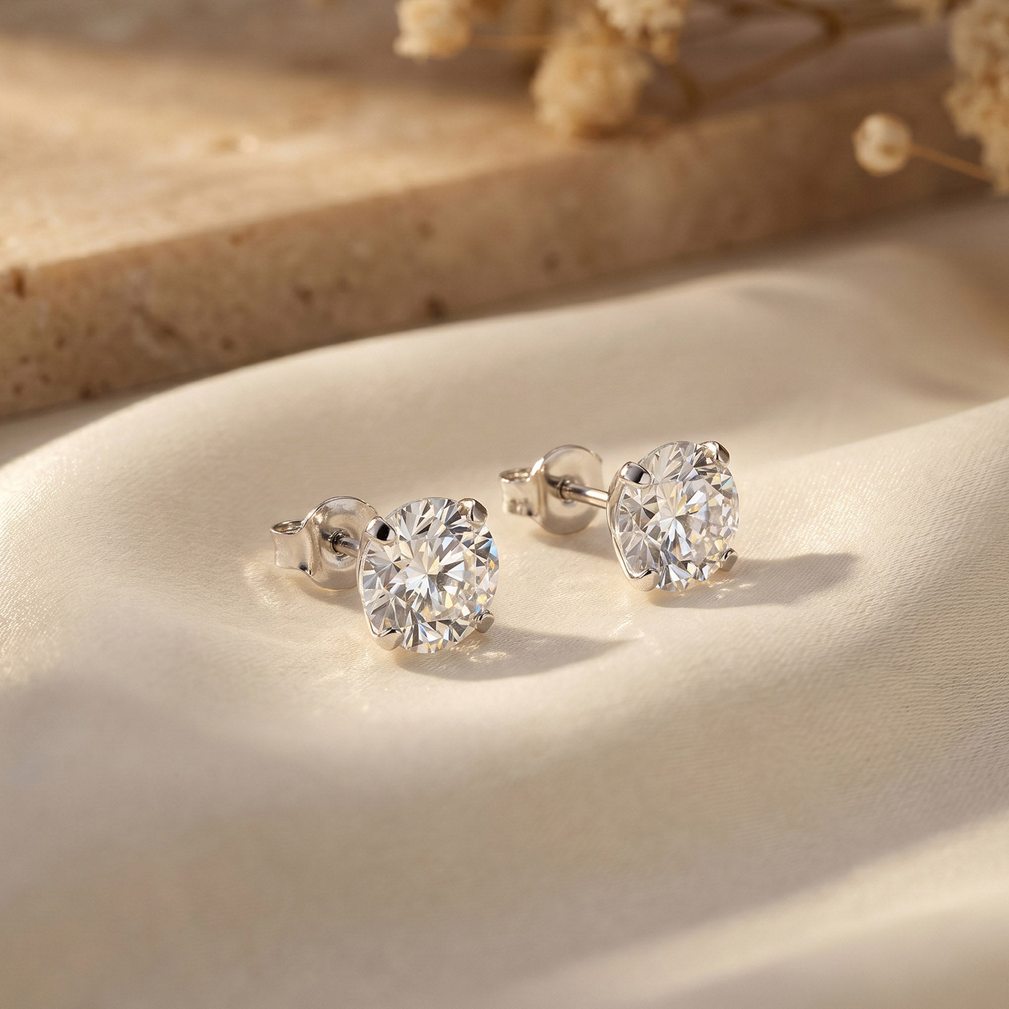 Classic Round CZ Stud Earrings