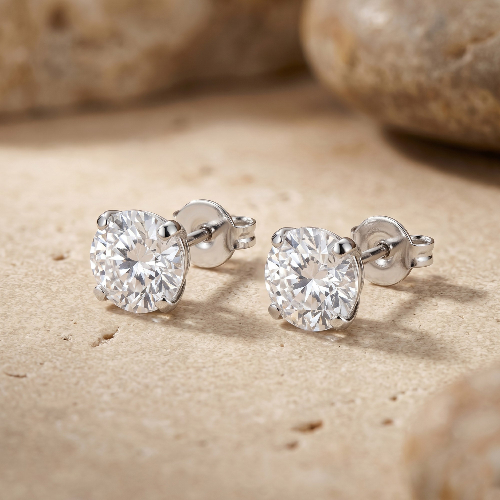 Classic Round CZ Stud Earrings