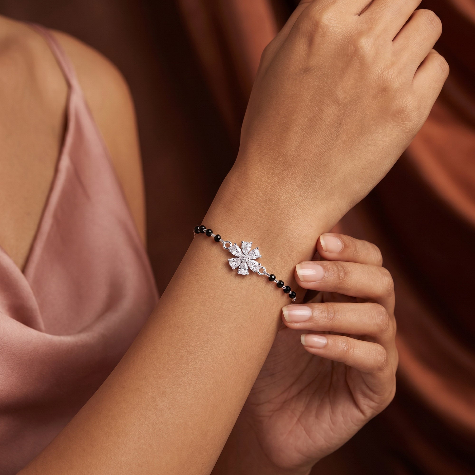 Blossom Flower CZ Silver Bracelet