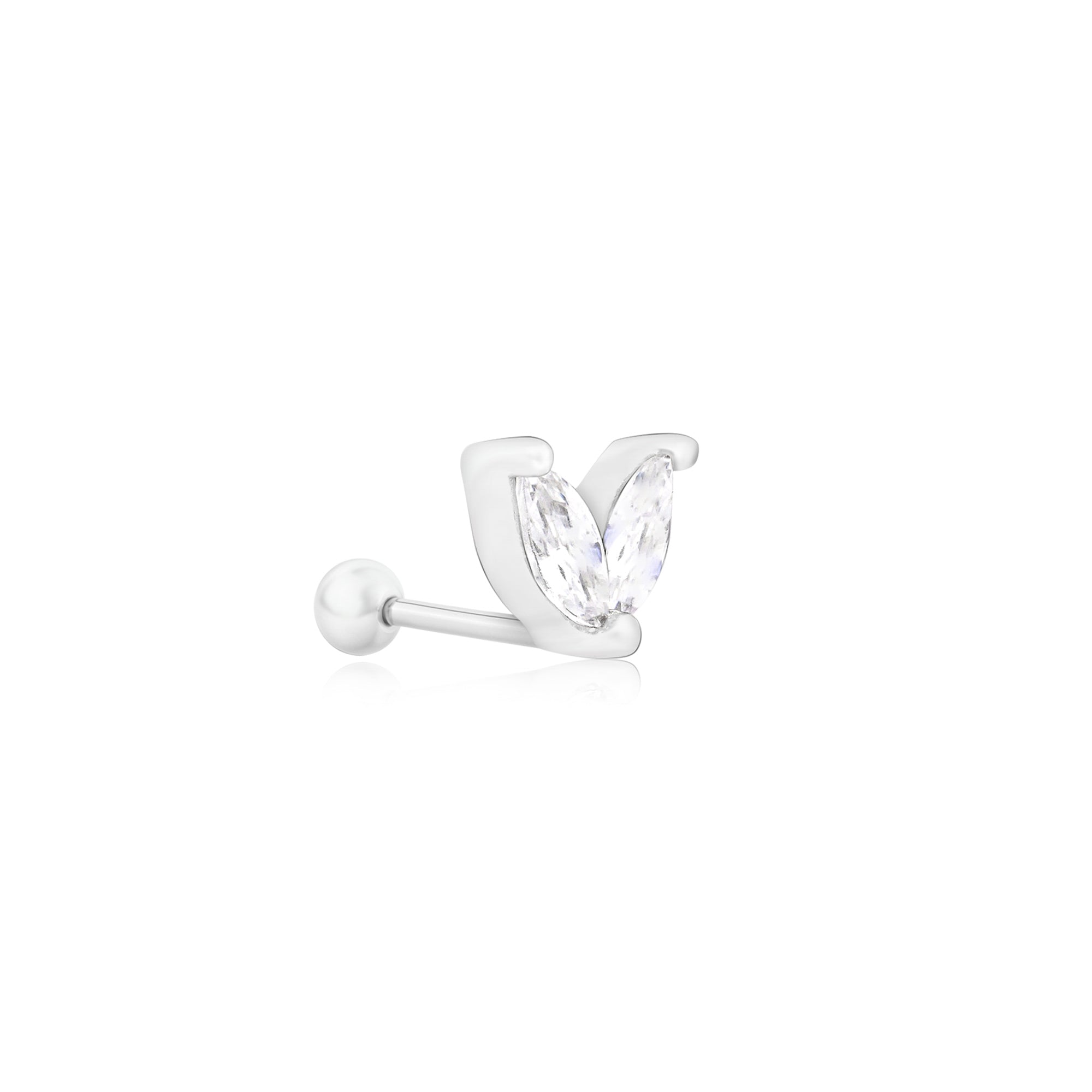 Marquise Leaf Silver Stud Earrings