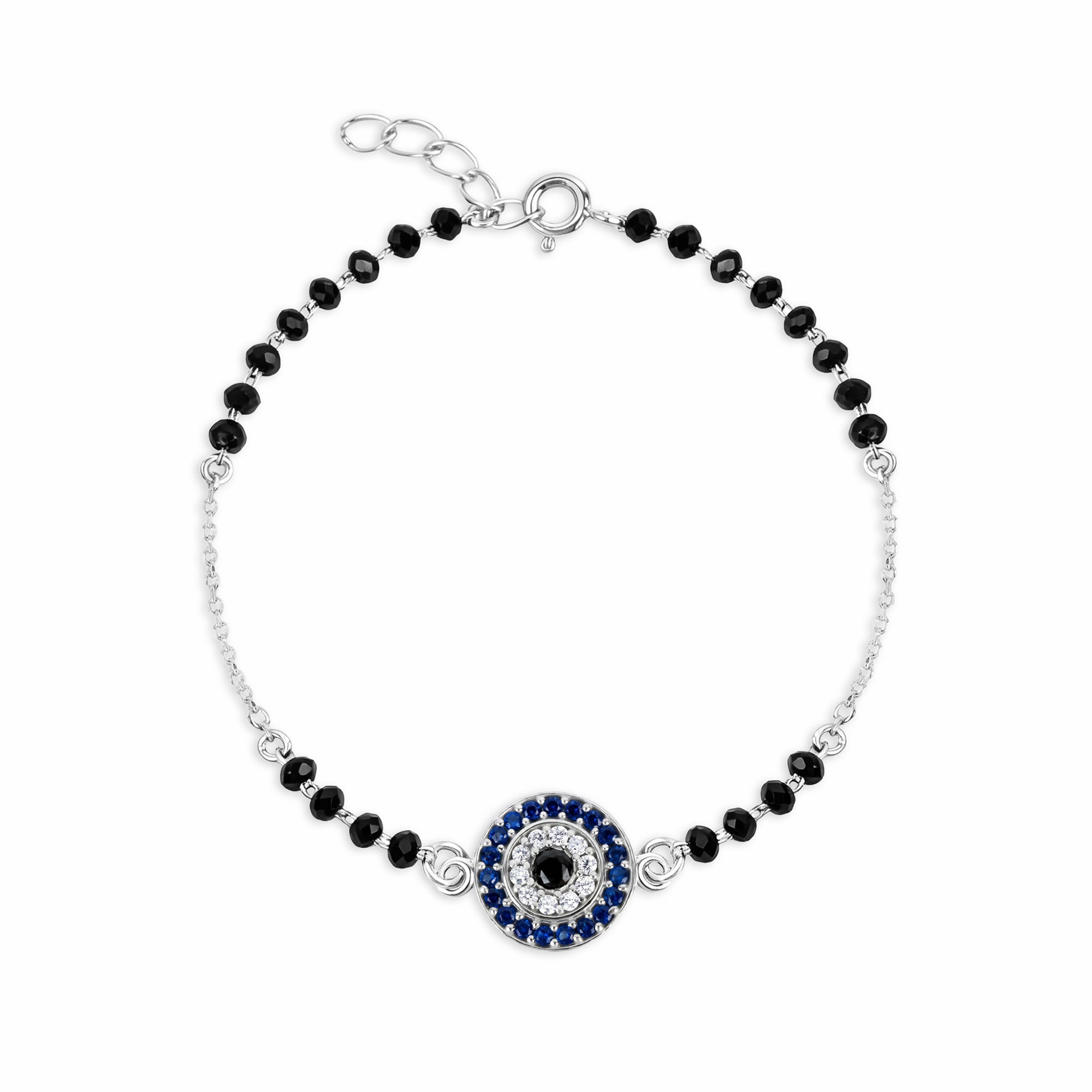 Evil Eye Medallion Silver Bracelet