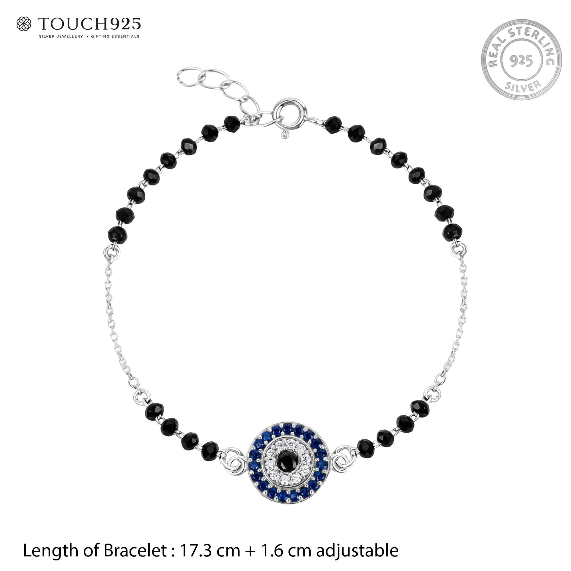 Evil Eye Medallion Silver Bracelet