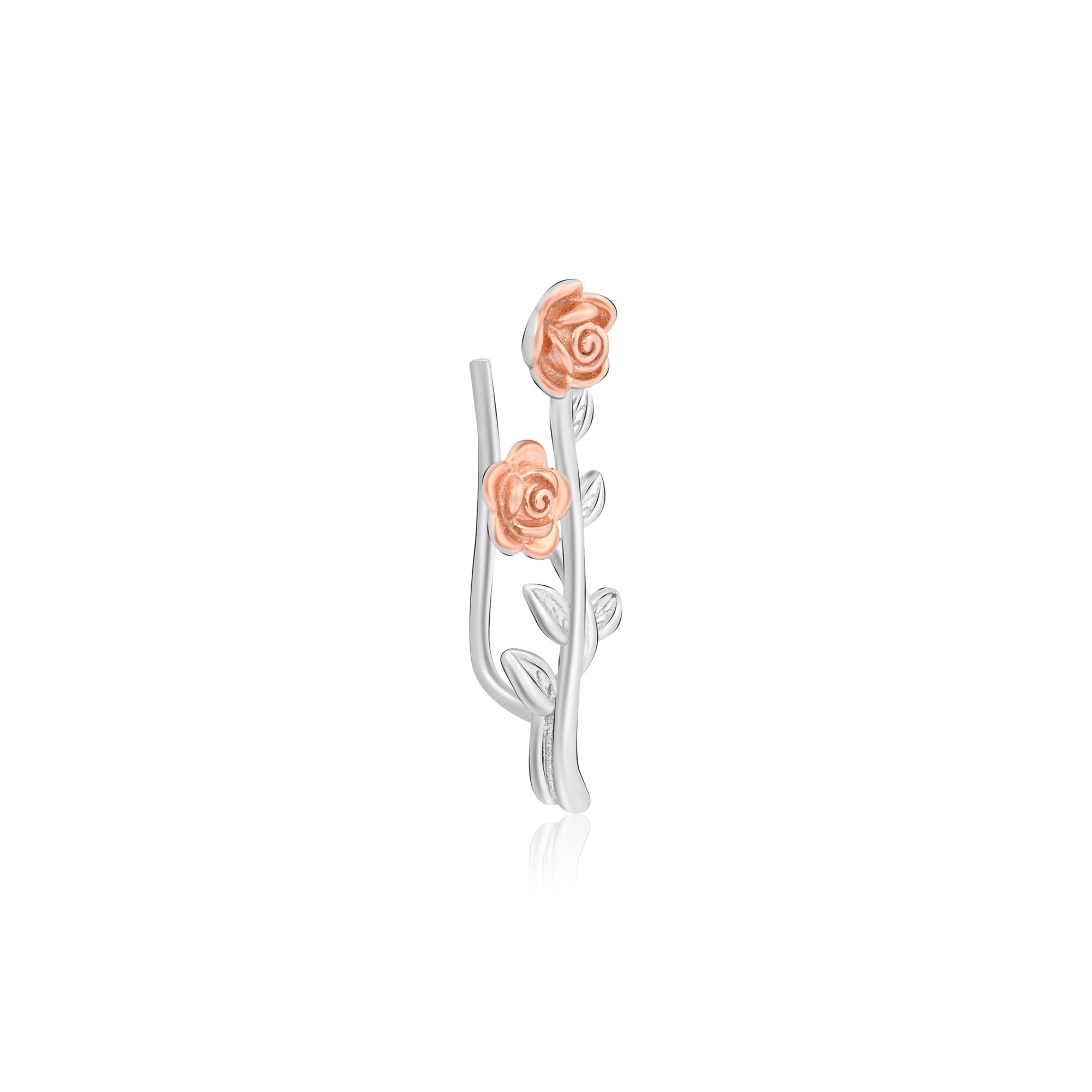 Blooming Rose Vine Silver Stud Earrings