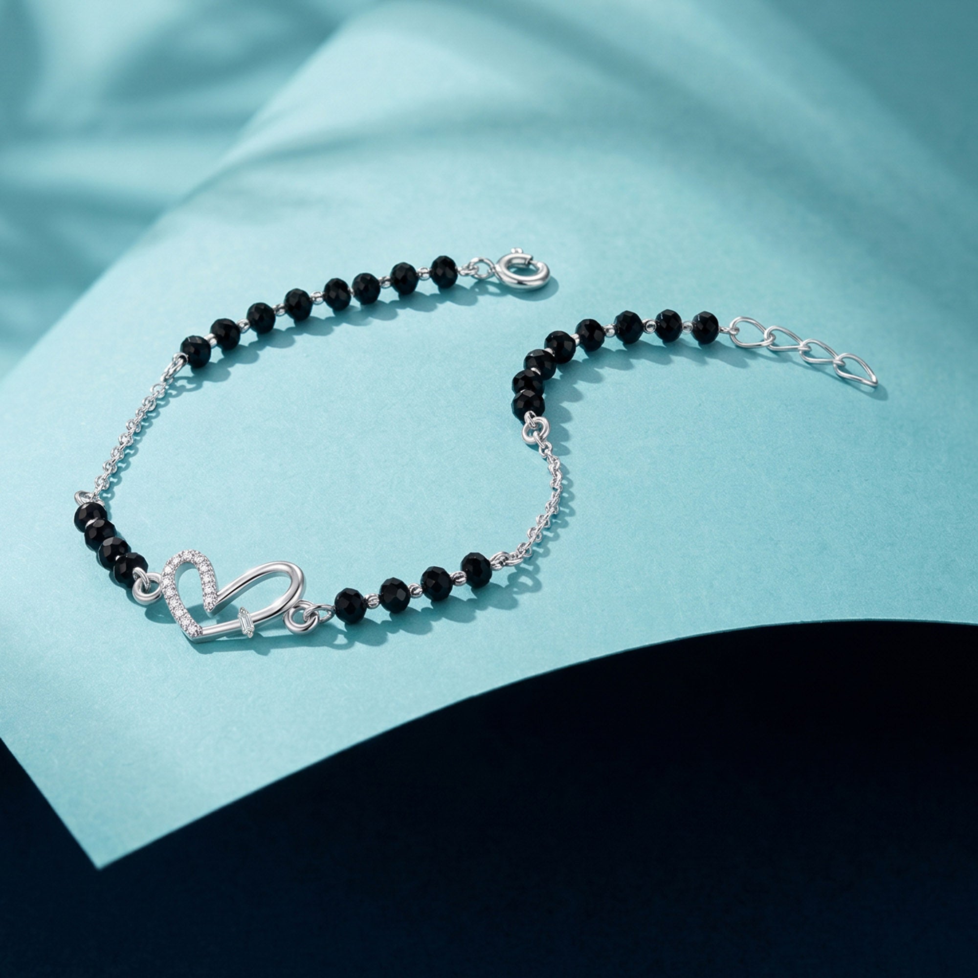 Intertwined CZ Heart Silver Bracelet