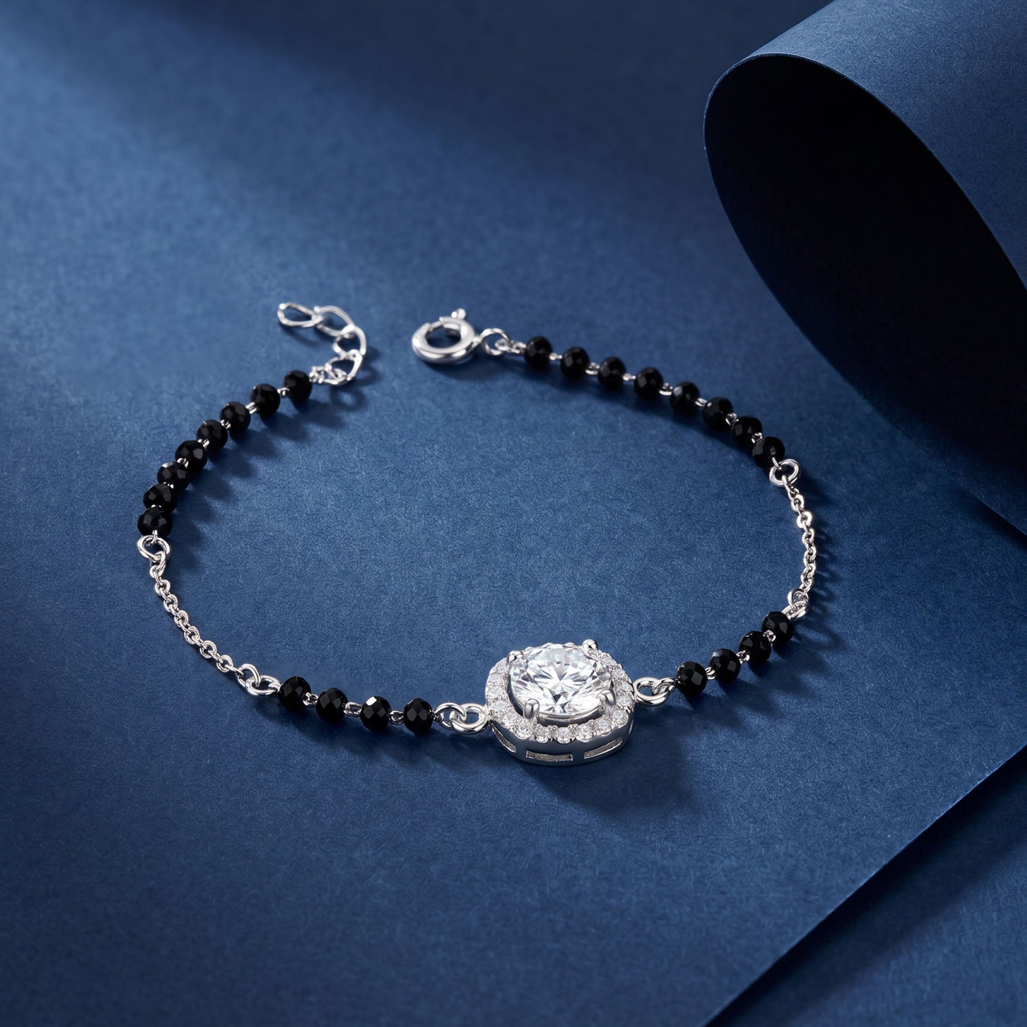 Solitaire Halo CZ Silver Bracelet
