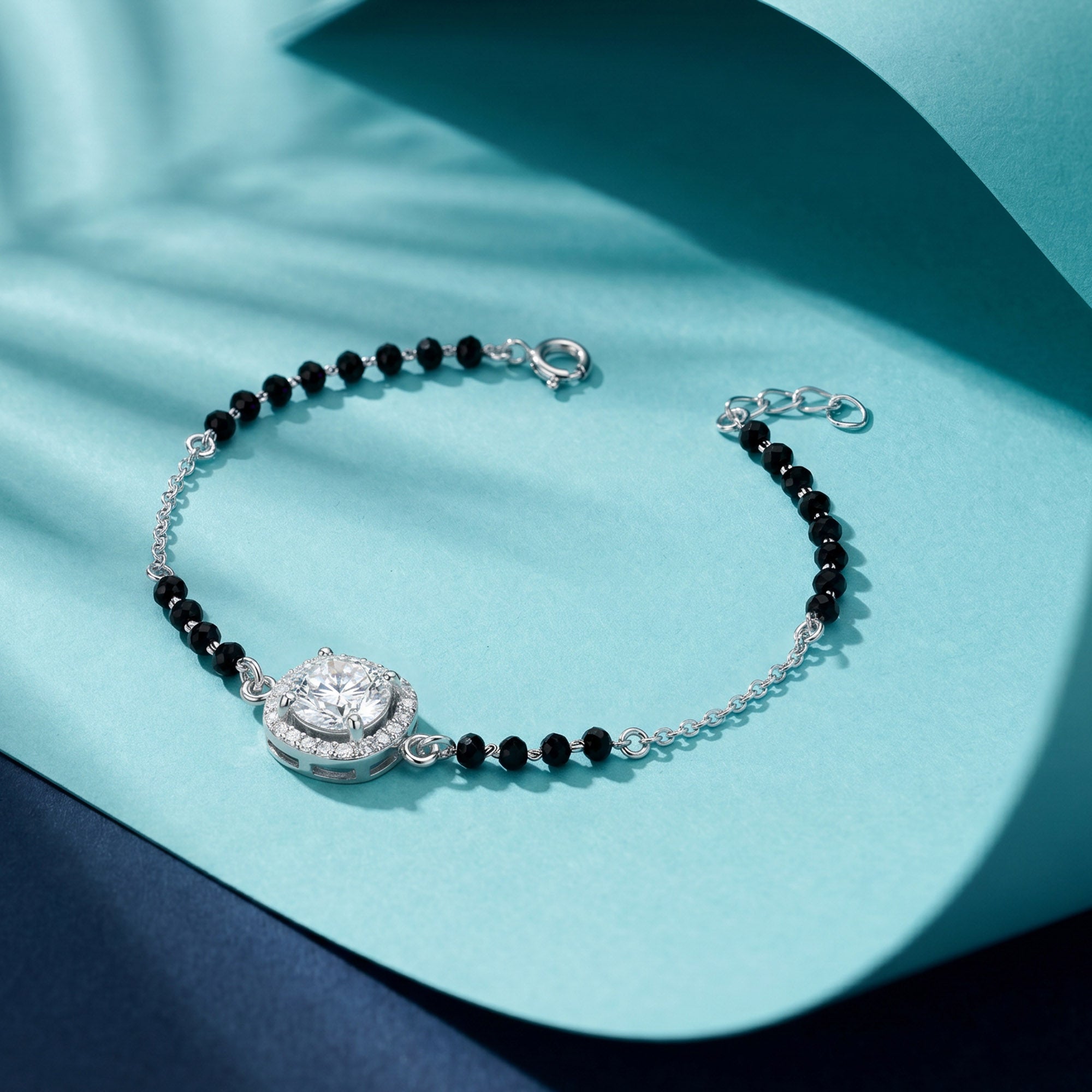 Solitaire Halo CZ Silver Bracelet