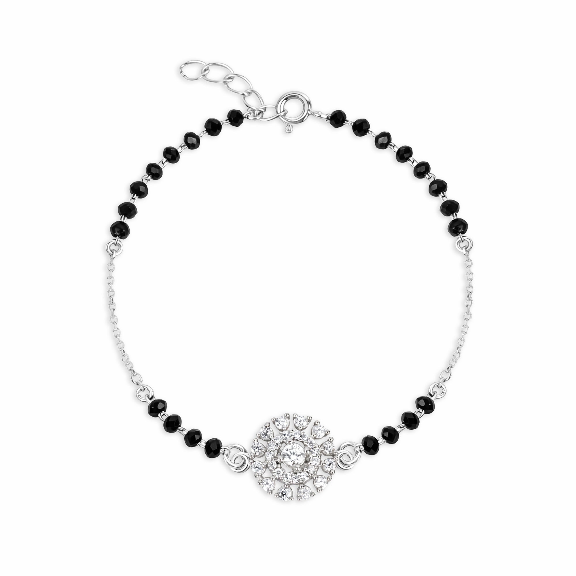 Sunburst Mandala CZ 925 Silver Bracelet