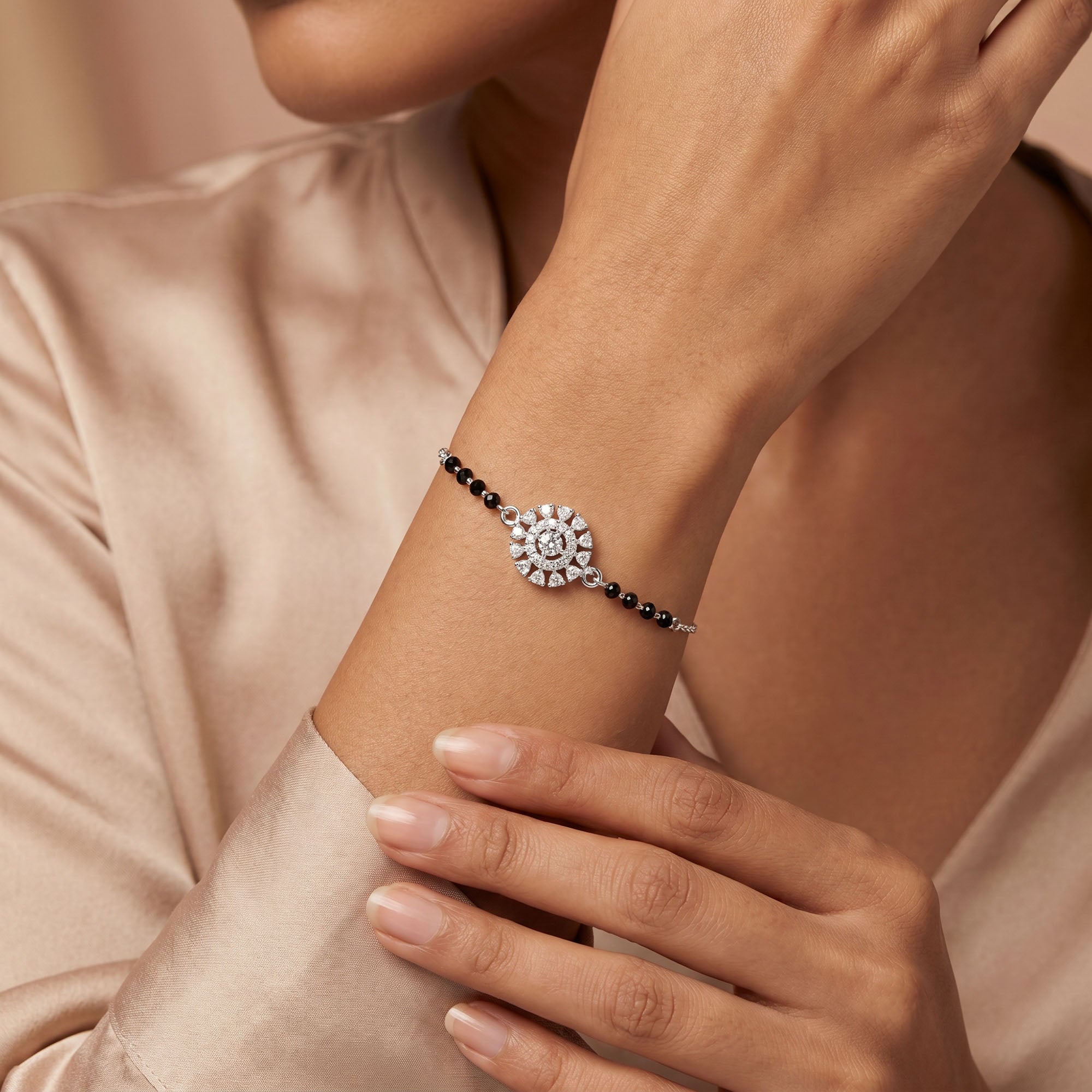 Sunburst Mandala CZ 925 Silver Bracelet
