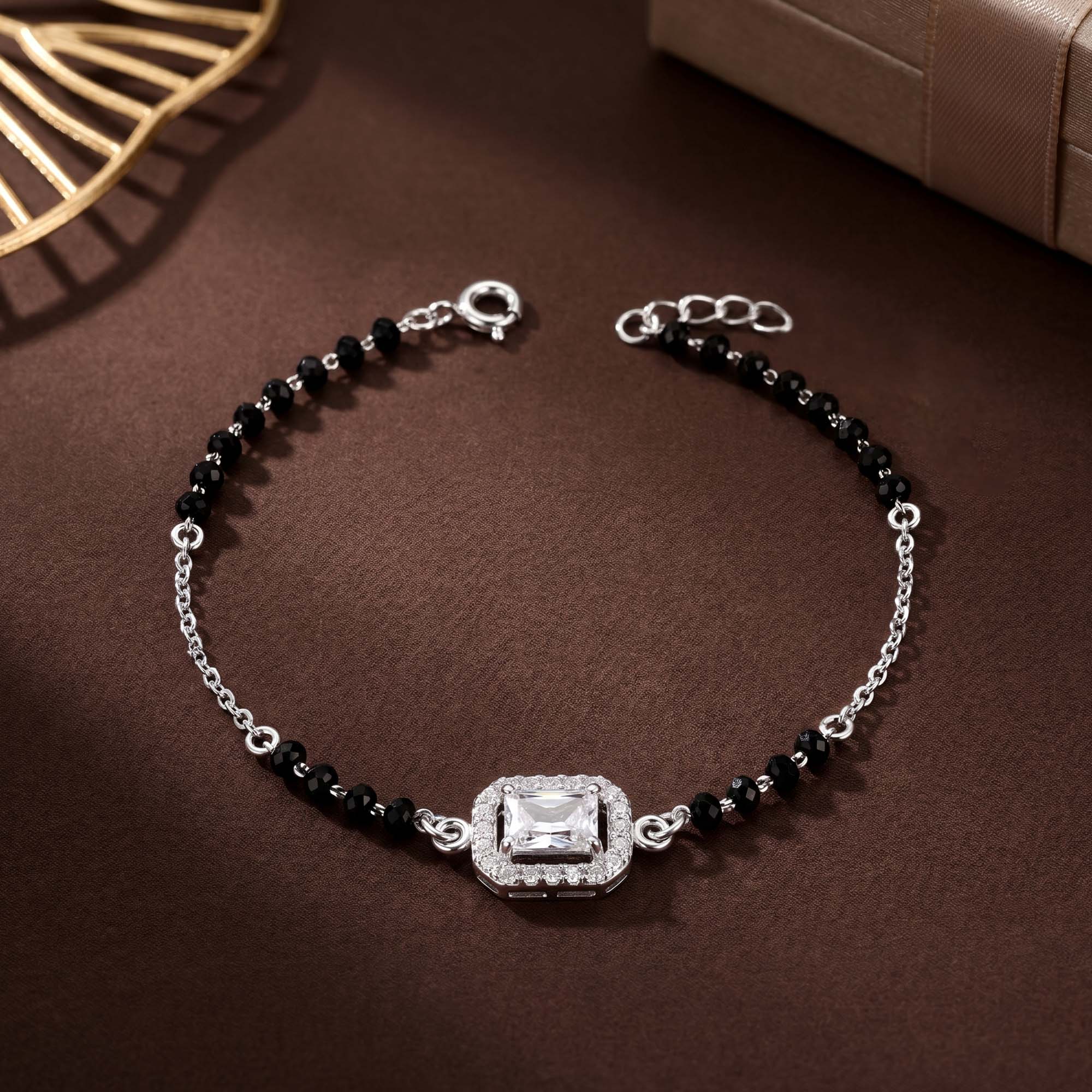 Emerald-Cut Halo CZ Silver Bracelet