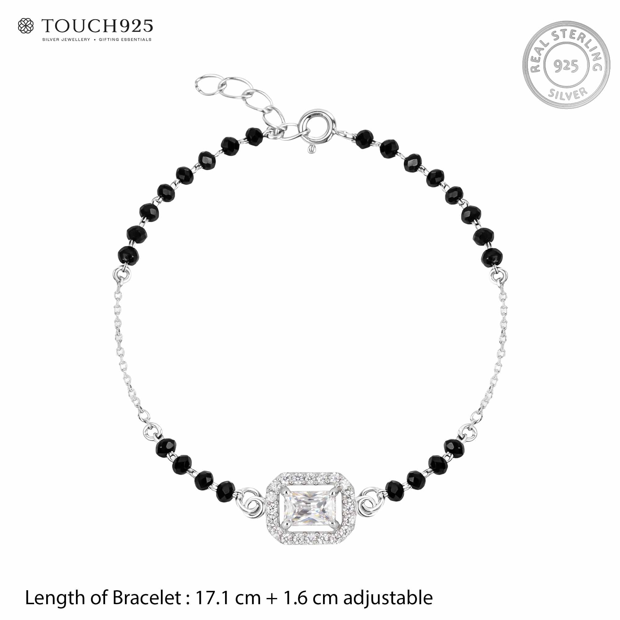 Emerald-Cut Halo CZ Silver Bracelet