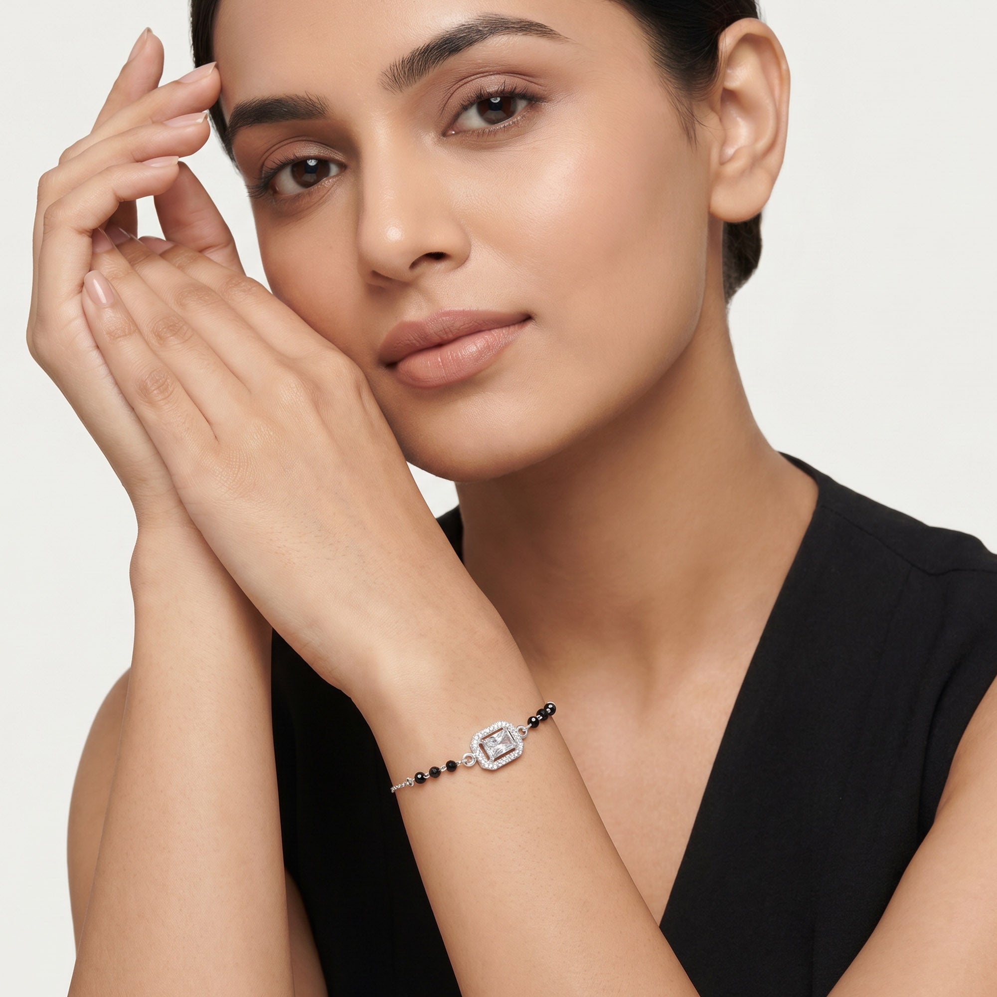 Emerald-Cut Halo CZ Silver Bracelet