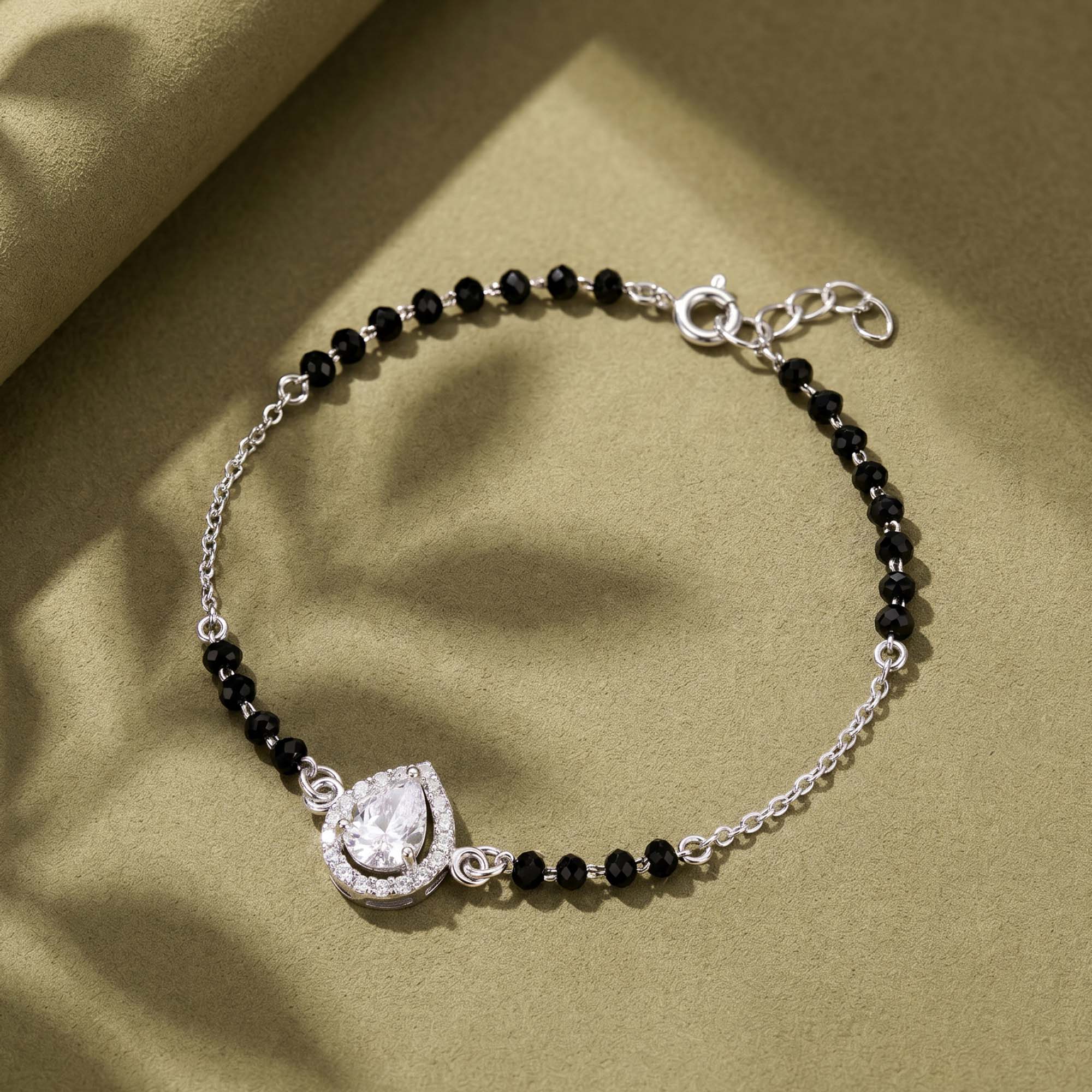 Pear-Cut Halo CZ Silver Bracelet