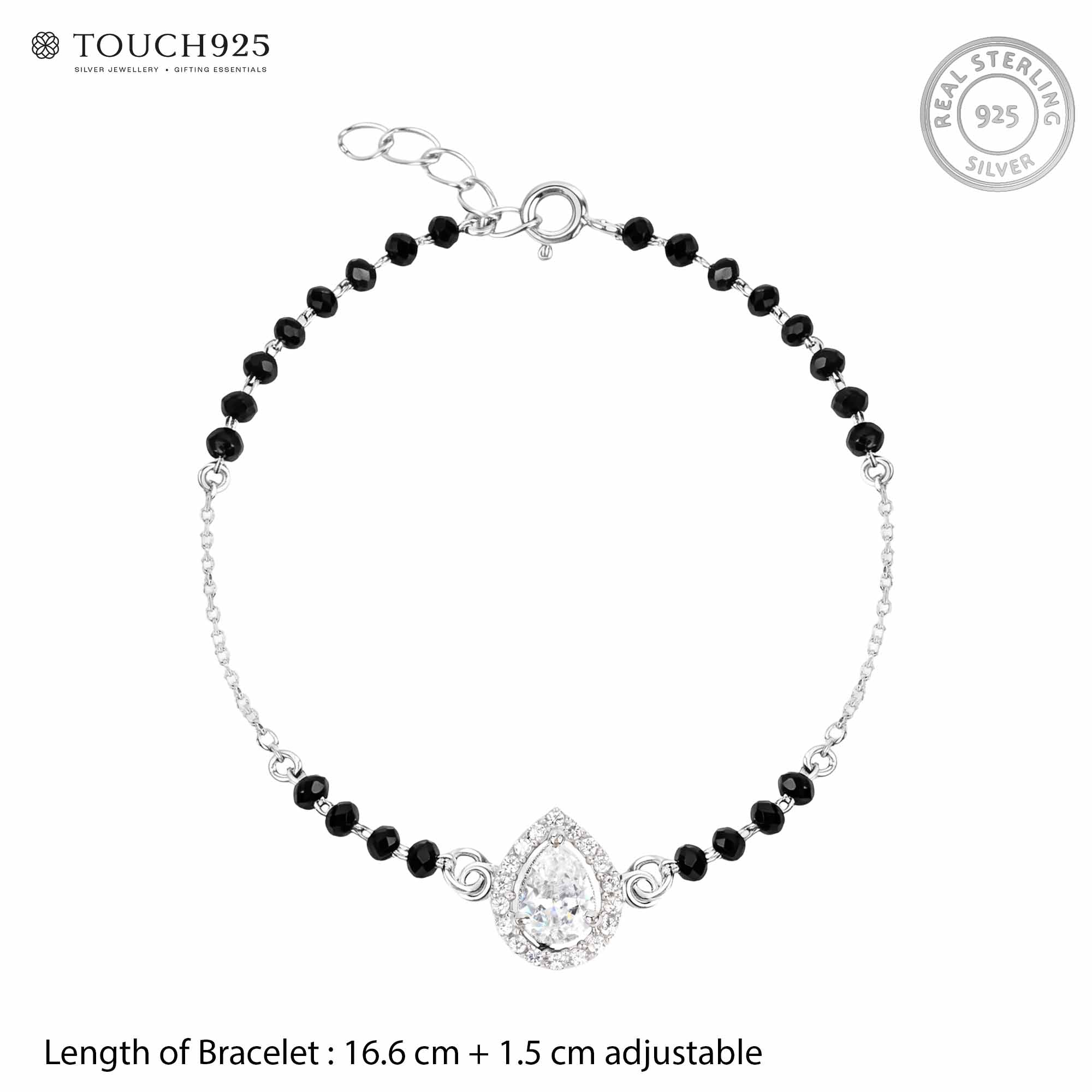 Pear-Cut Halo CZ Silver Bracelet