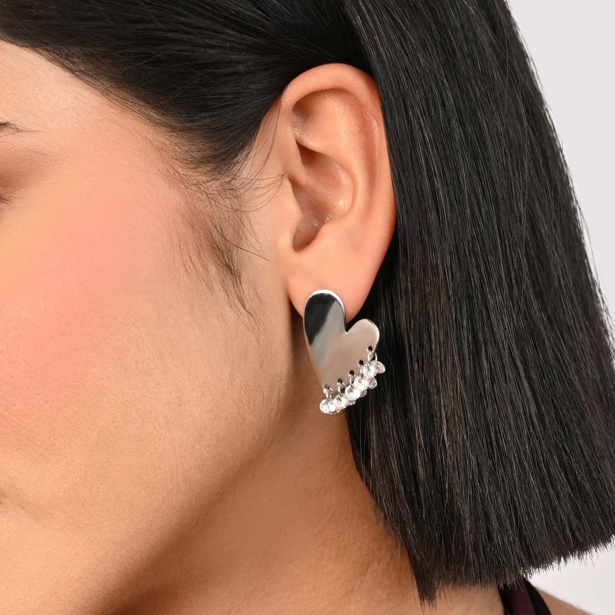 Dangling Stone Heart Studs