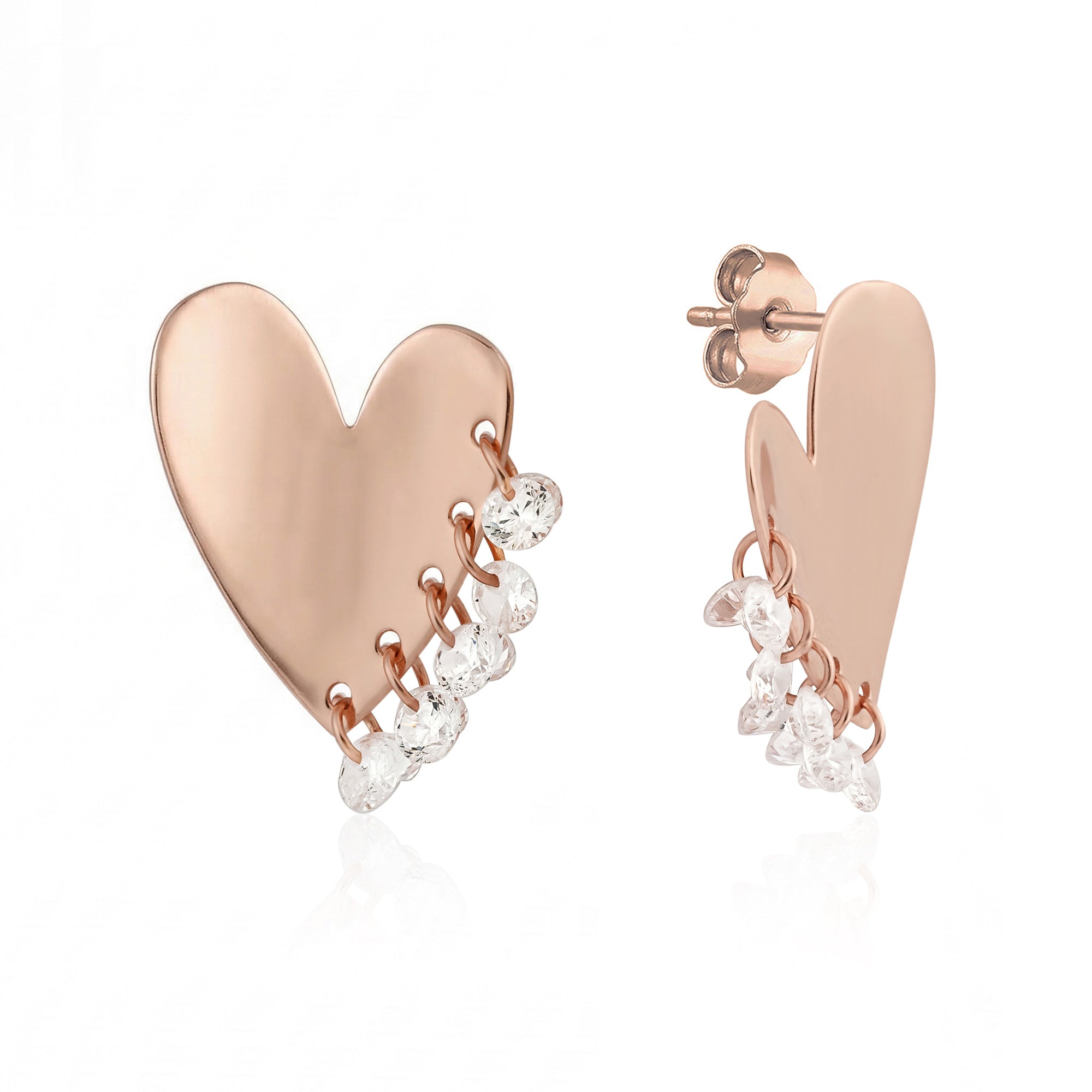 Dangling Stone Heart Studs
