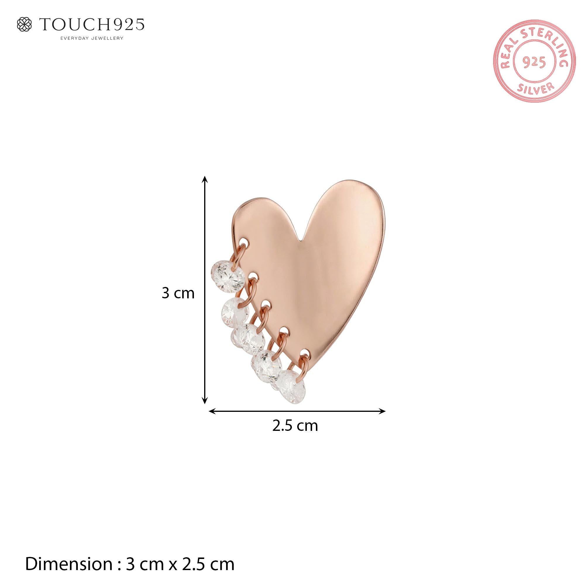 Dangling Stone Heart Studs