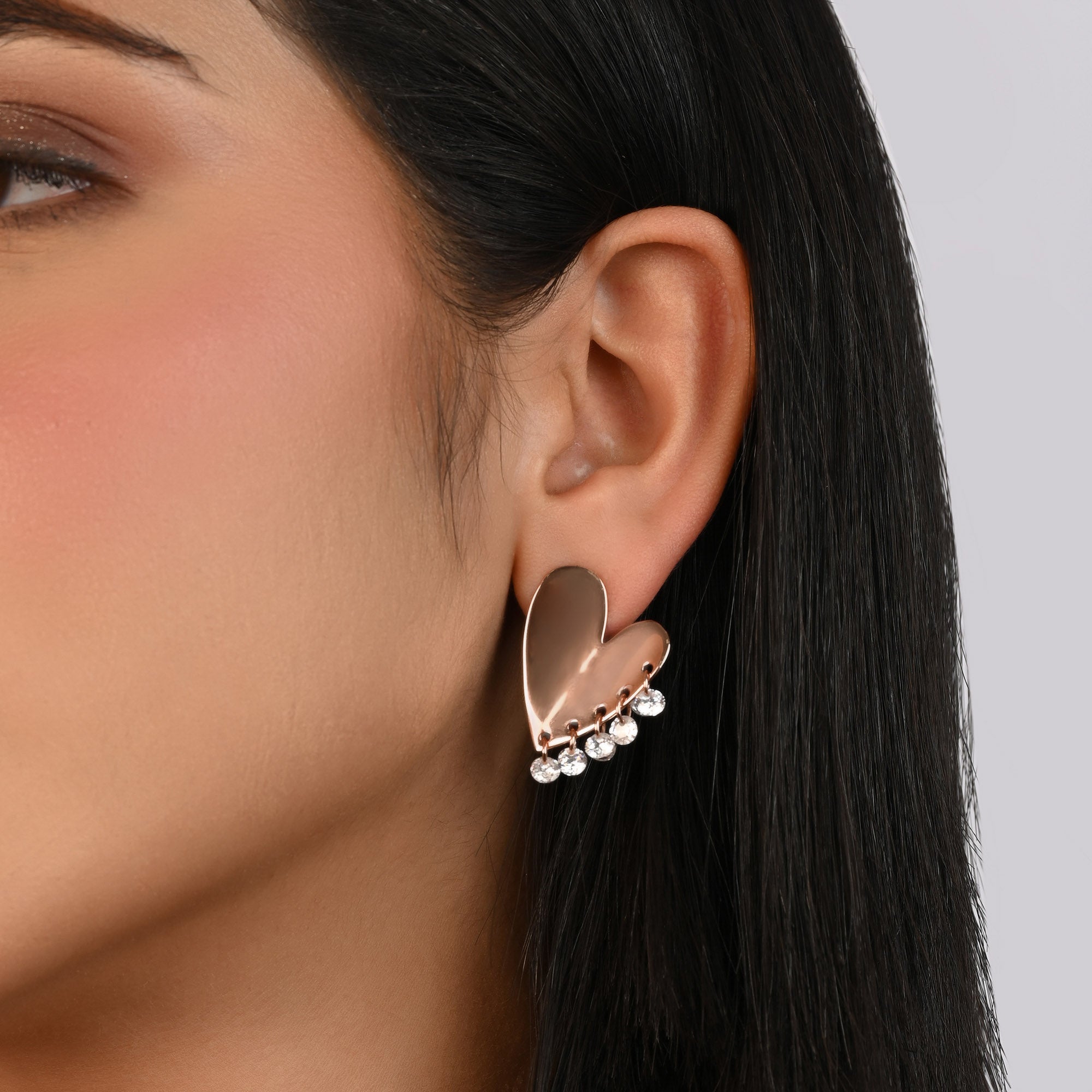 Dangling Stone Heart Studs