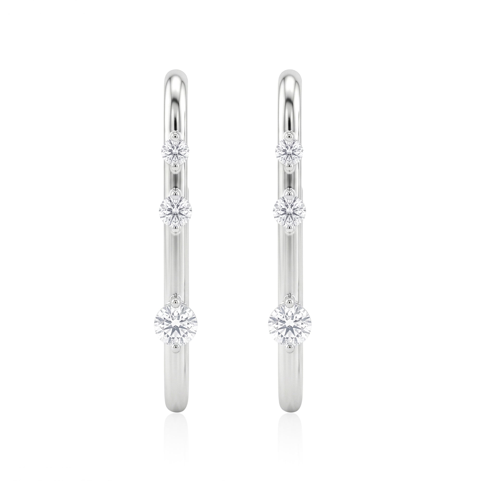 Triple Stone Paperclip Hoops