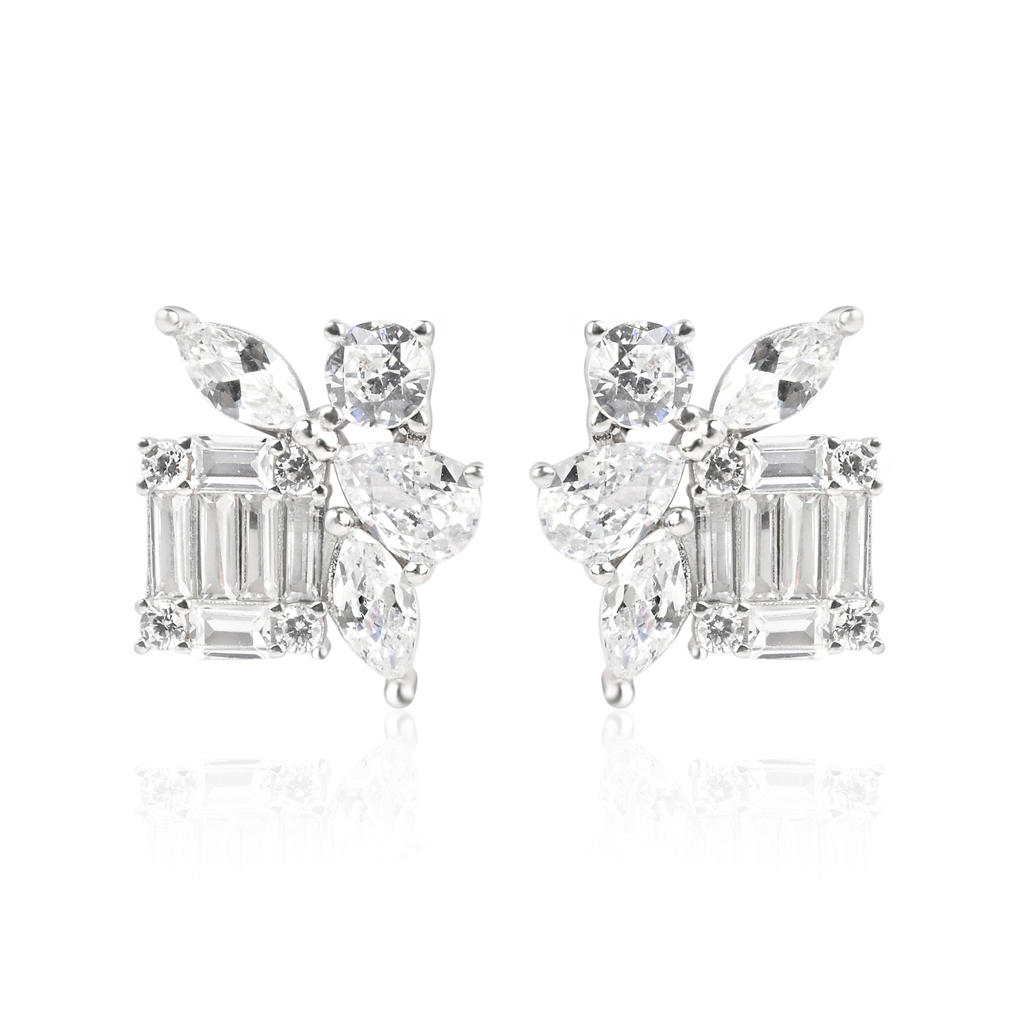 Emerald-Cut Floral Studs