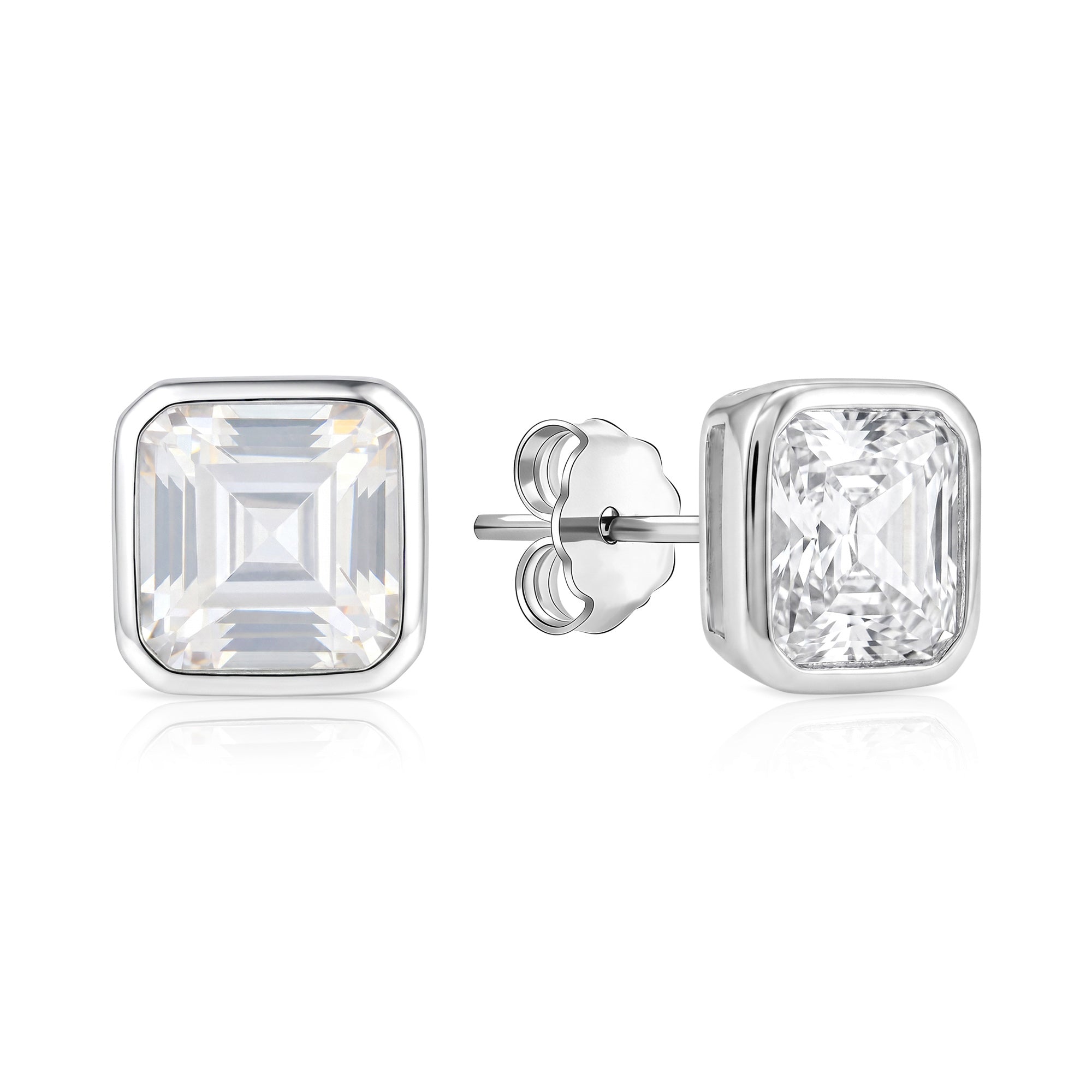 Ascher-Cut Bezel Stud Earrings