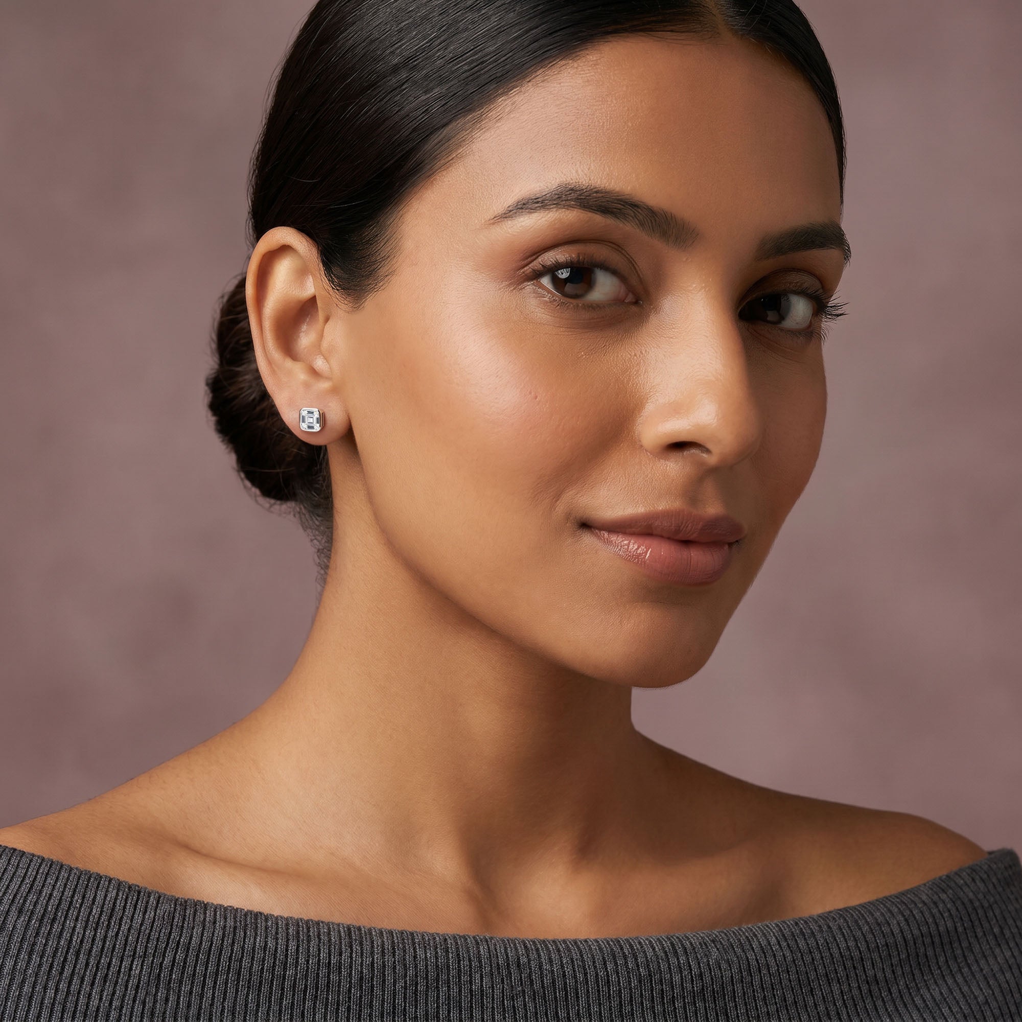 Ascher-Cut Bezel Stud Earrings