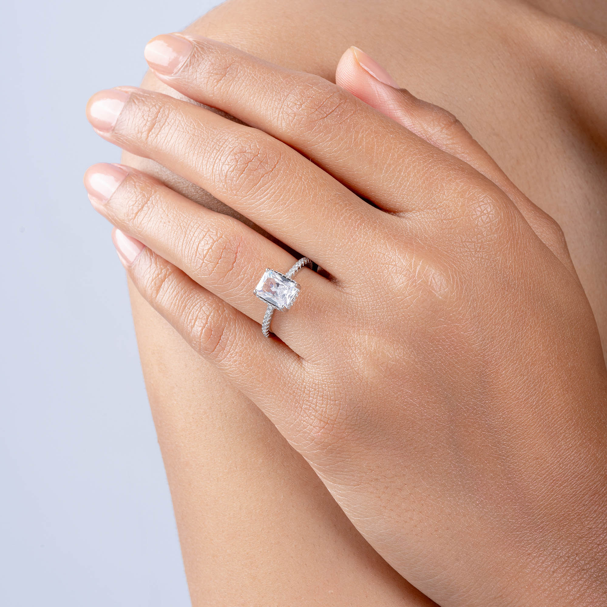 Studded Rectangular Stone Ring