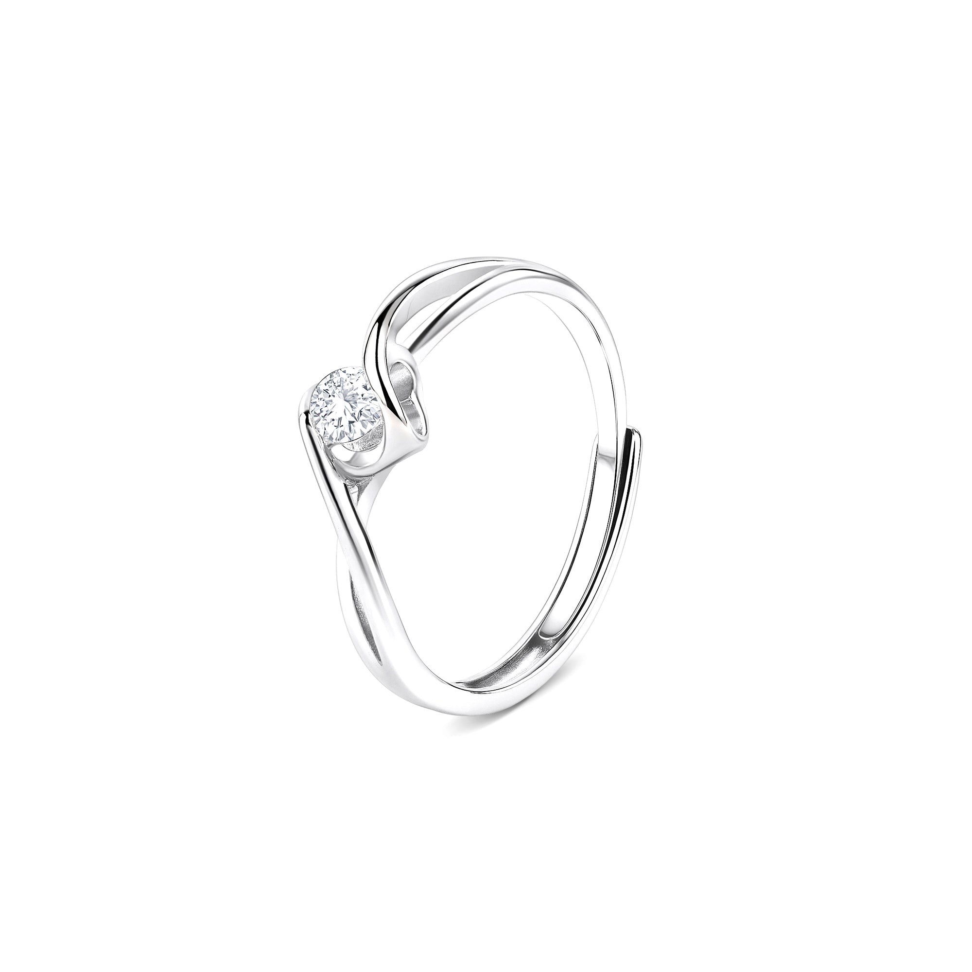 Solitaire Embrace Silver Ring