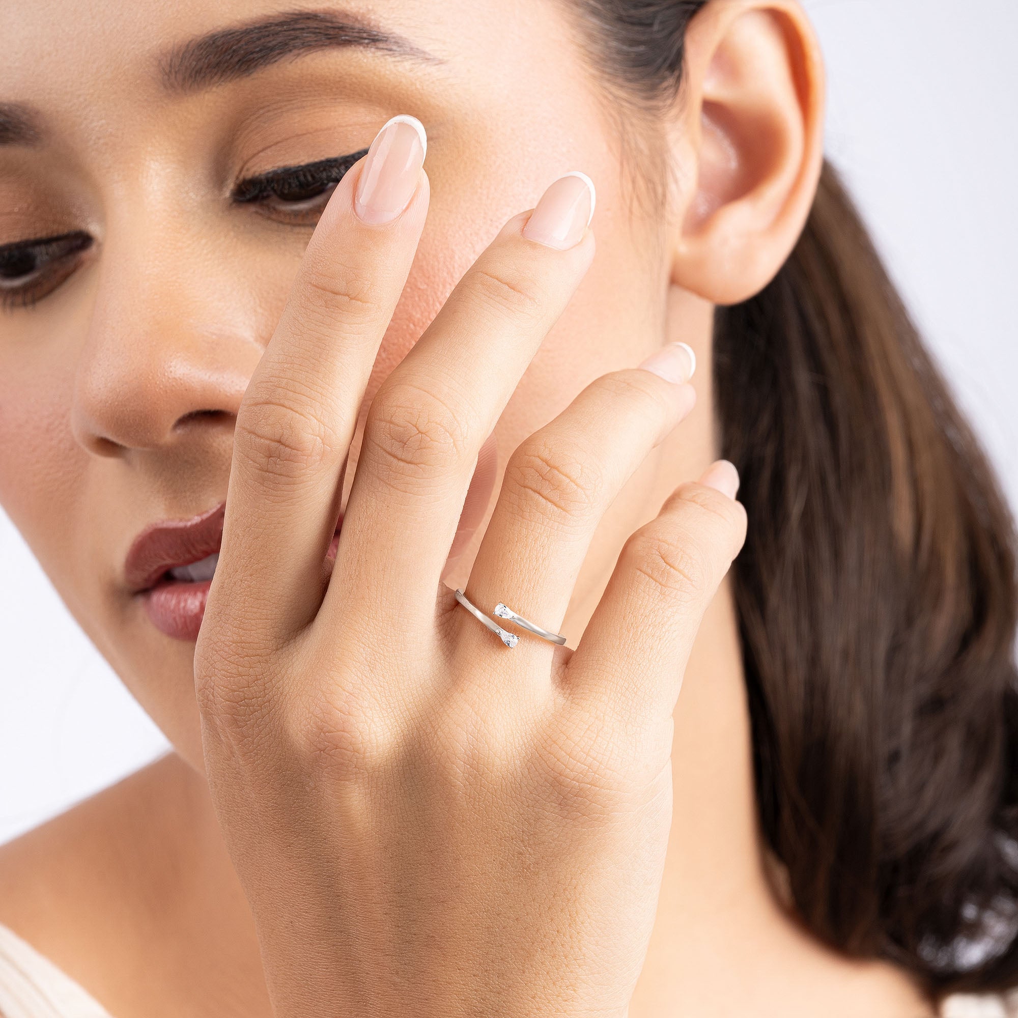 Teardrop Stone Silver Ring