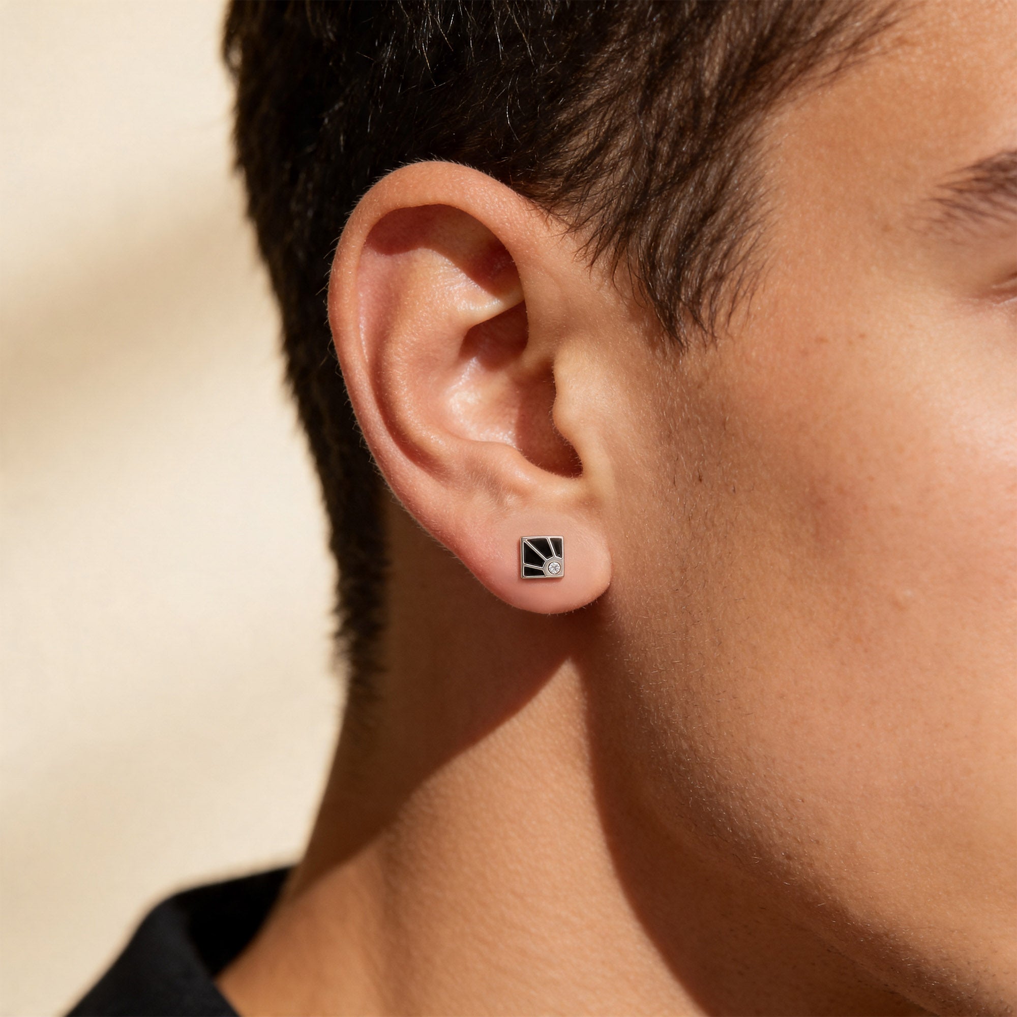 Black Sunburst Enamel Stud