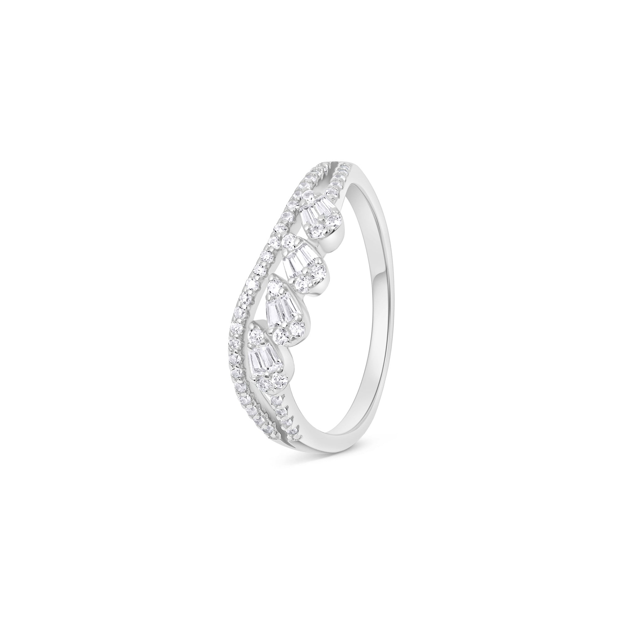 Wave Row Silver Ring