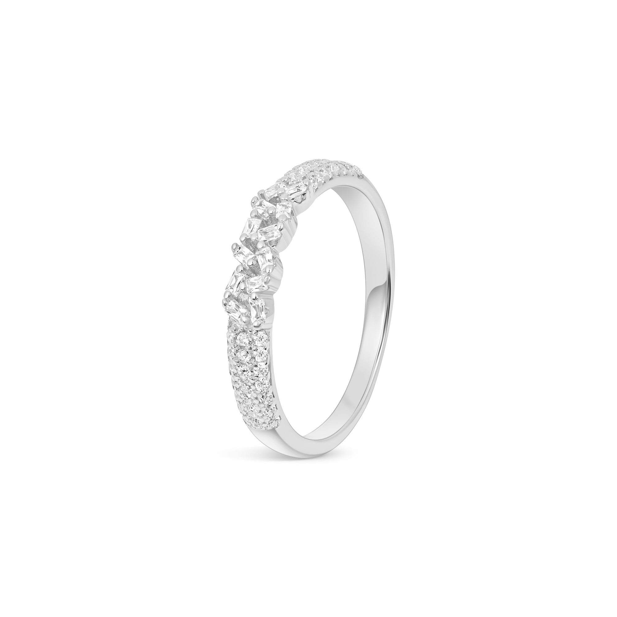 Baguette Scatter Silver Ring