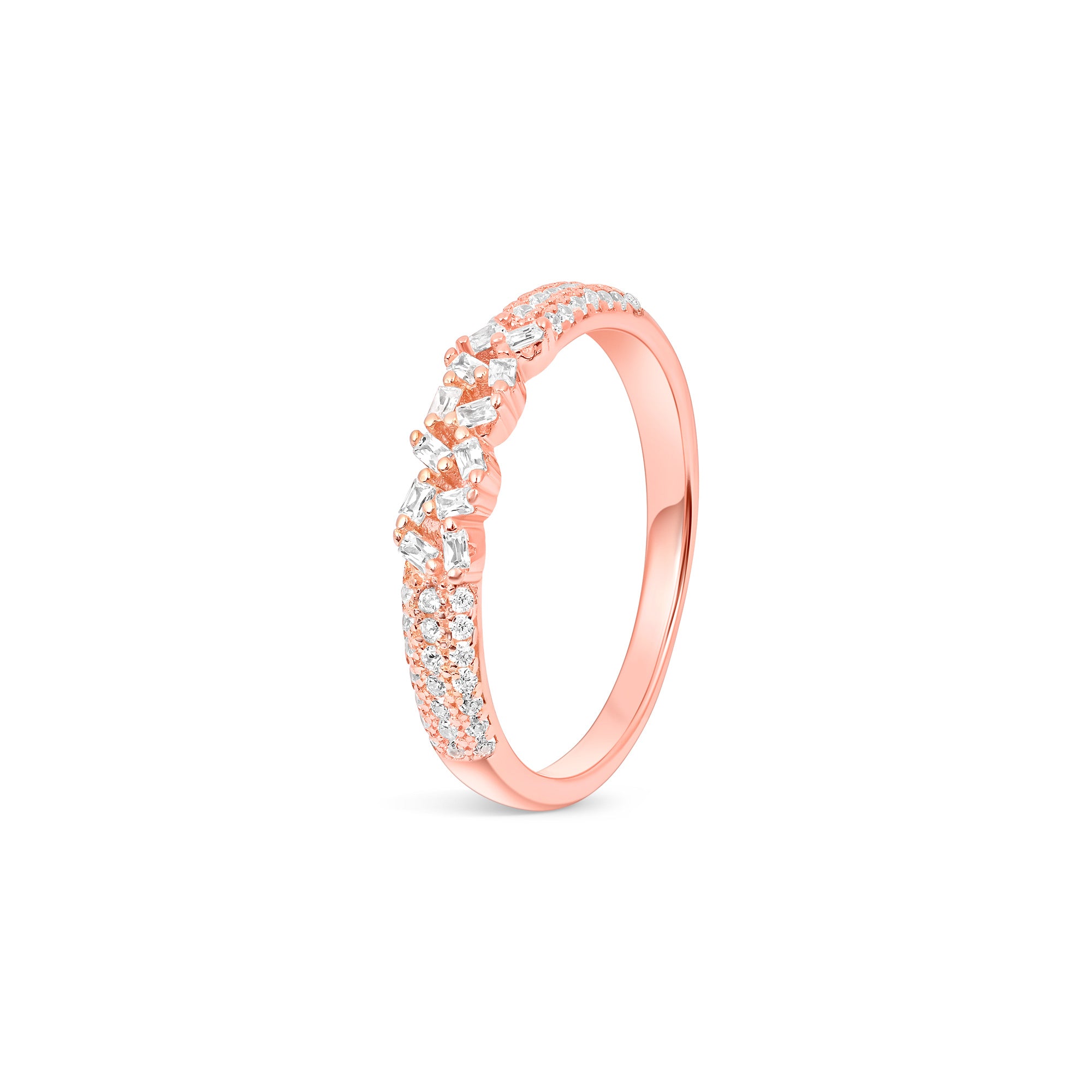 Baguette Scatter Silver Ring