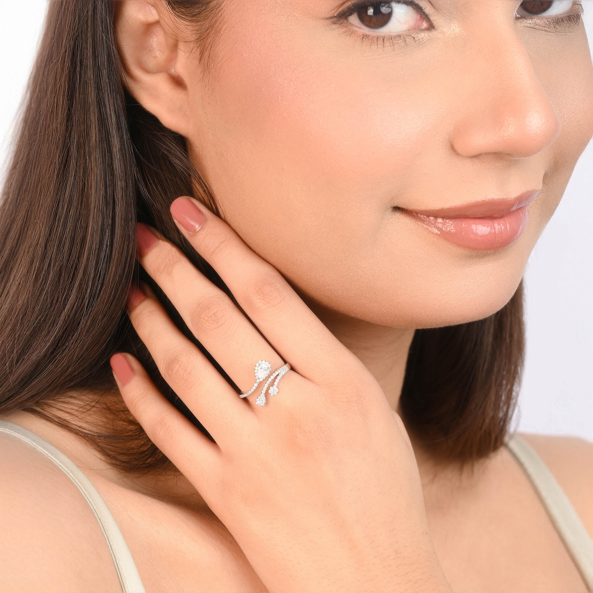 Pear Halo Wrap Ring