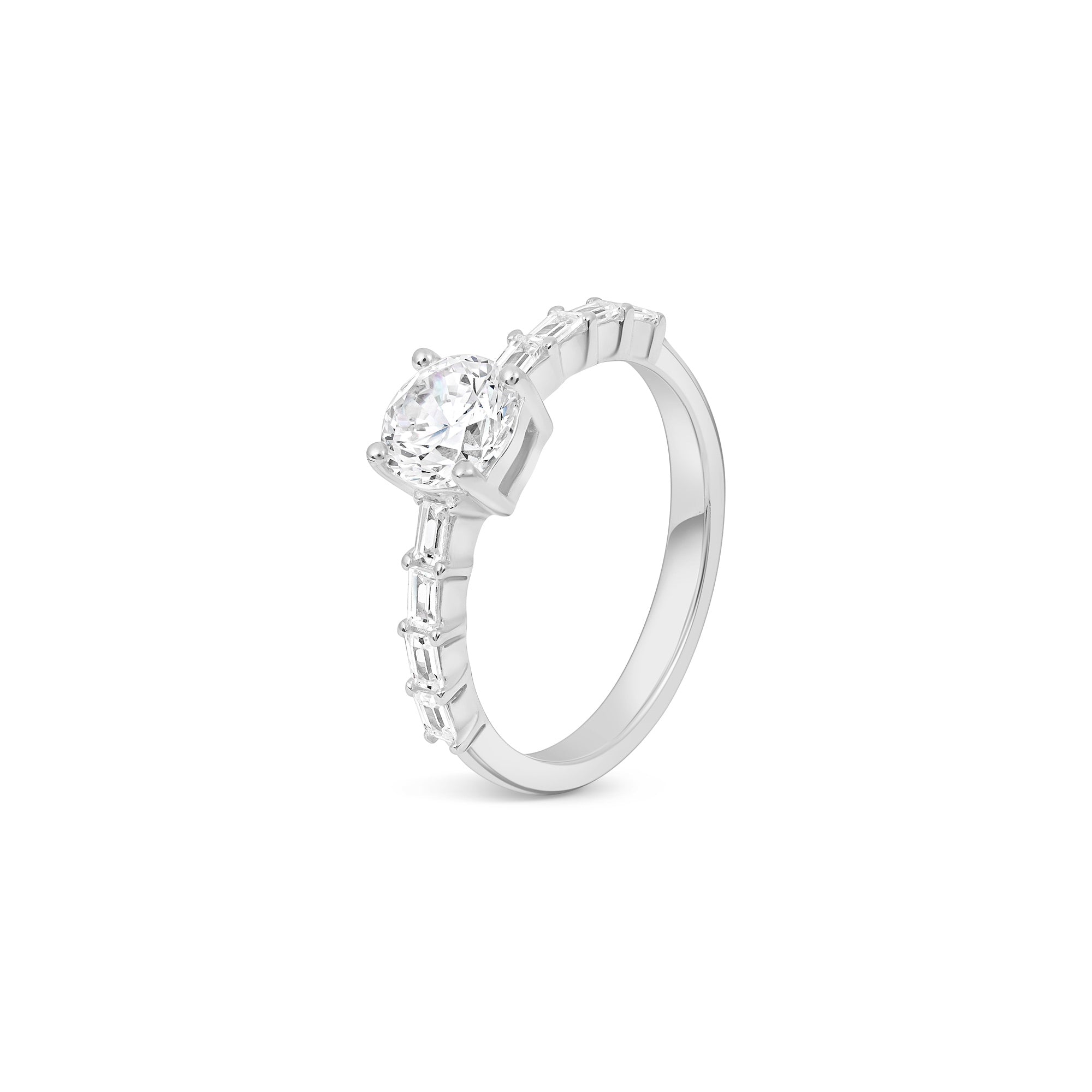 Round Baguette Accent Ring