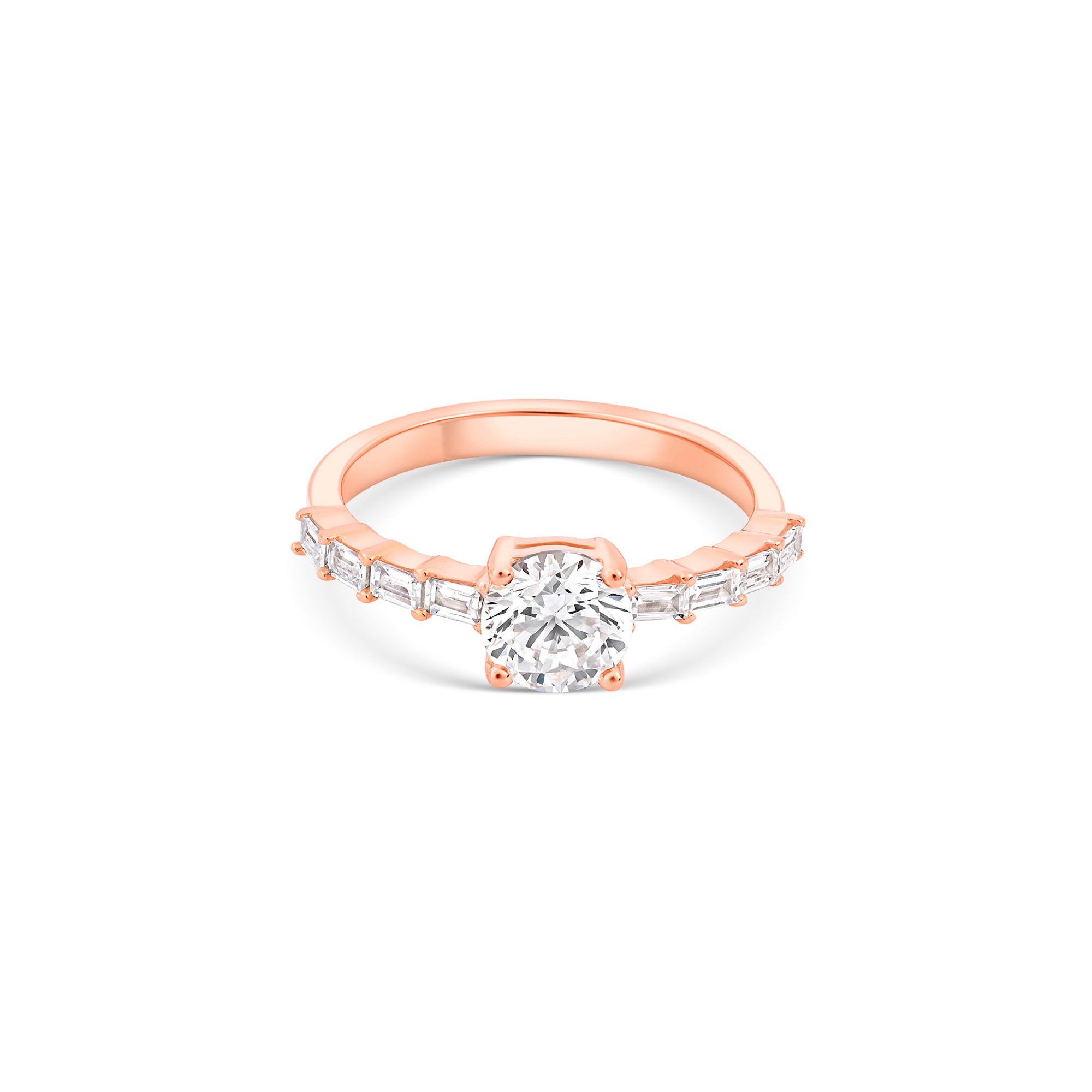 Round Baguette Accent Ring