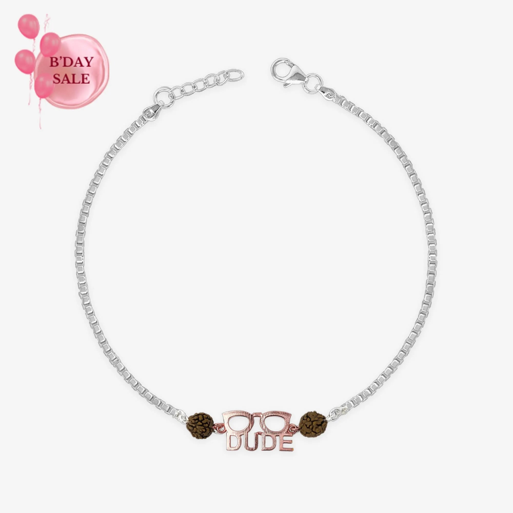 Silver Red Rose Dude Glasses Rakhi - Touch925