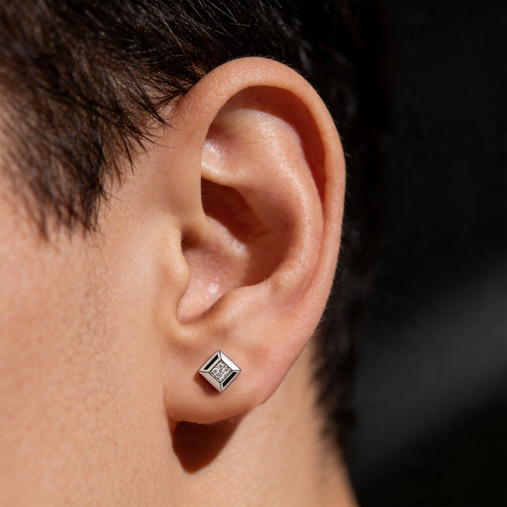 Geometric Quad-Stone Stud