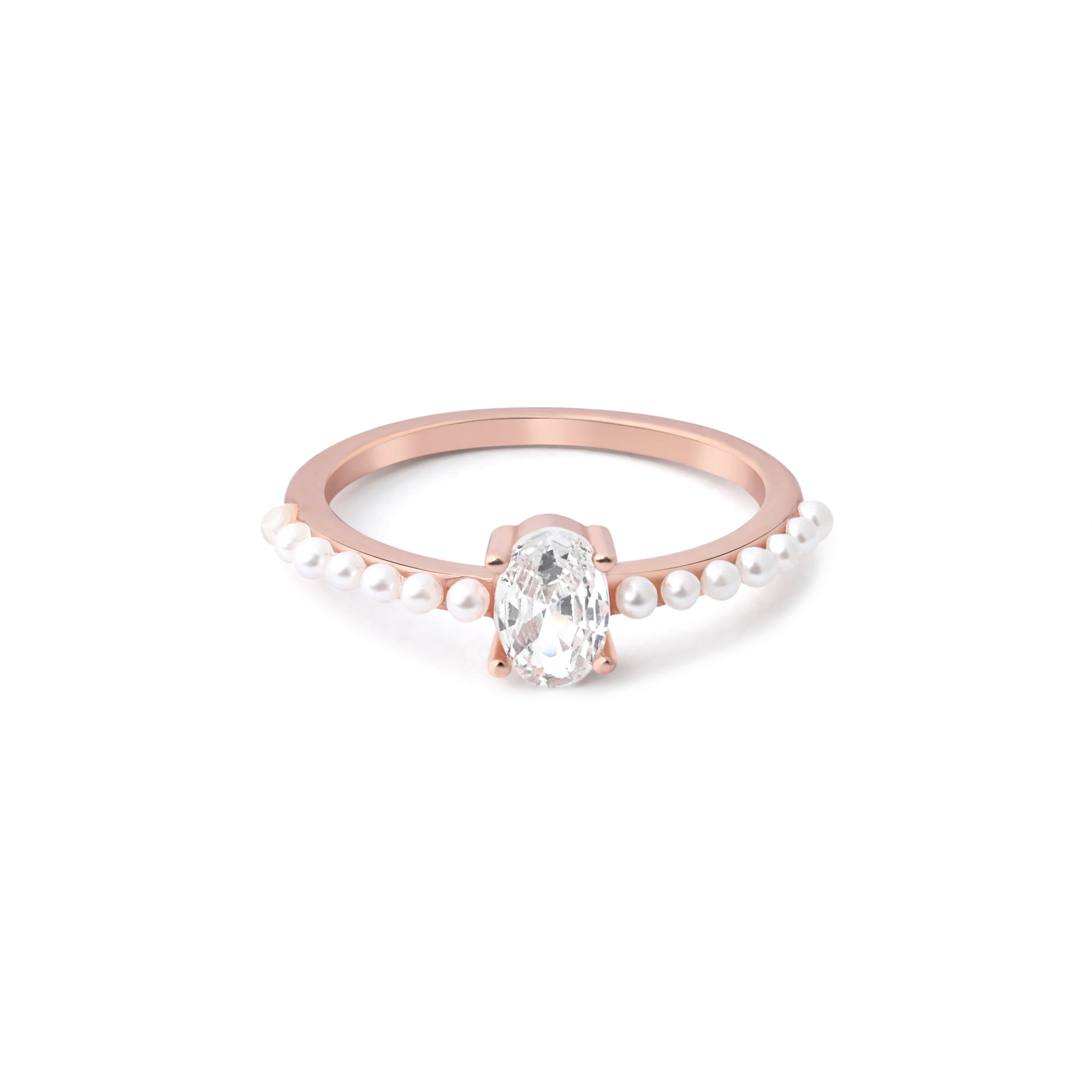 Oval Solitaire Pearl Ring