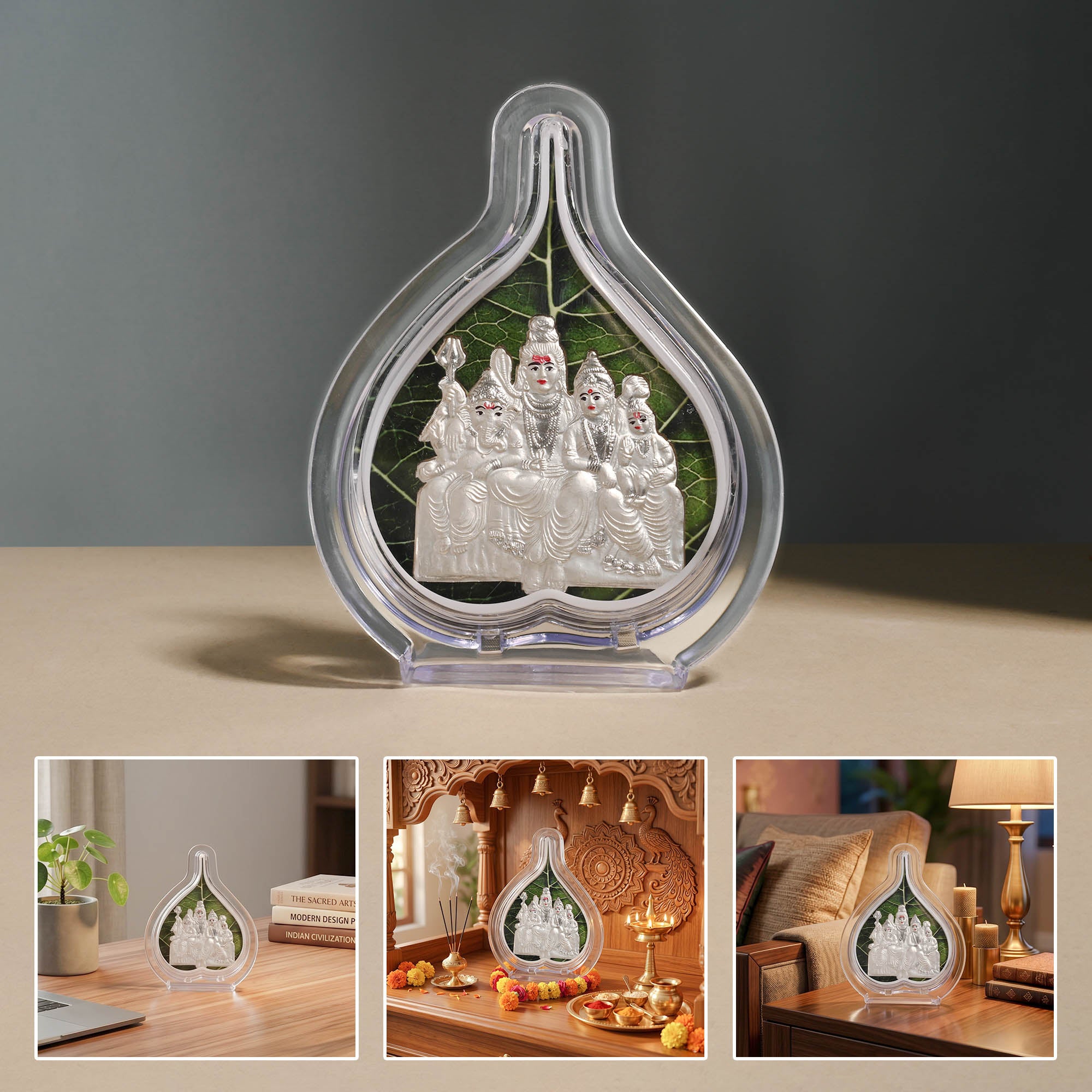 999 Silver Shiv Parivar Idol Frame