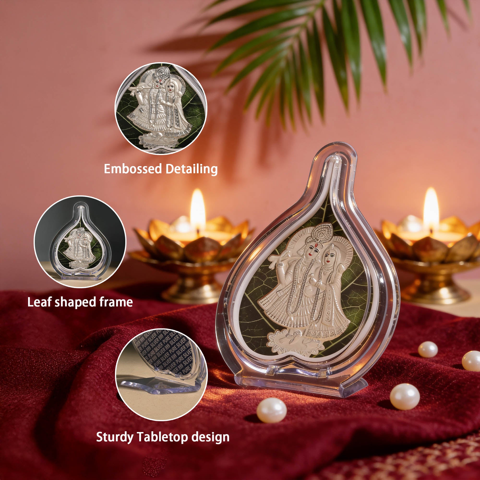 999 Silver Radha Krishna Idol Frame