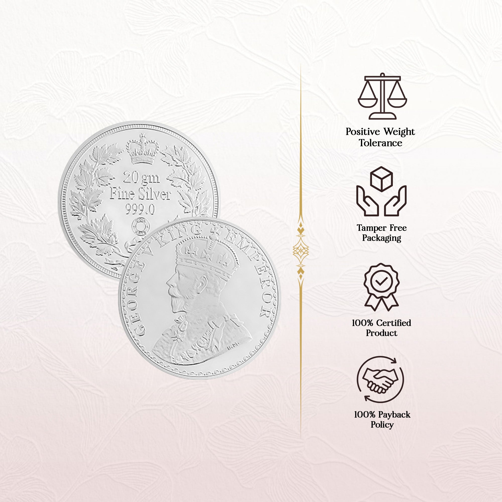 Pure 999 Silver 20g George V King Emperor Coin