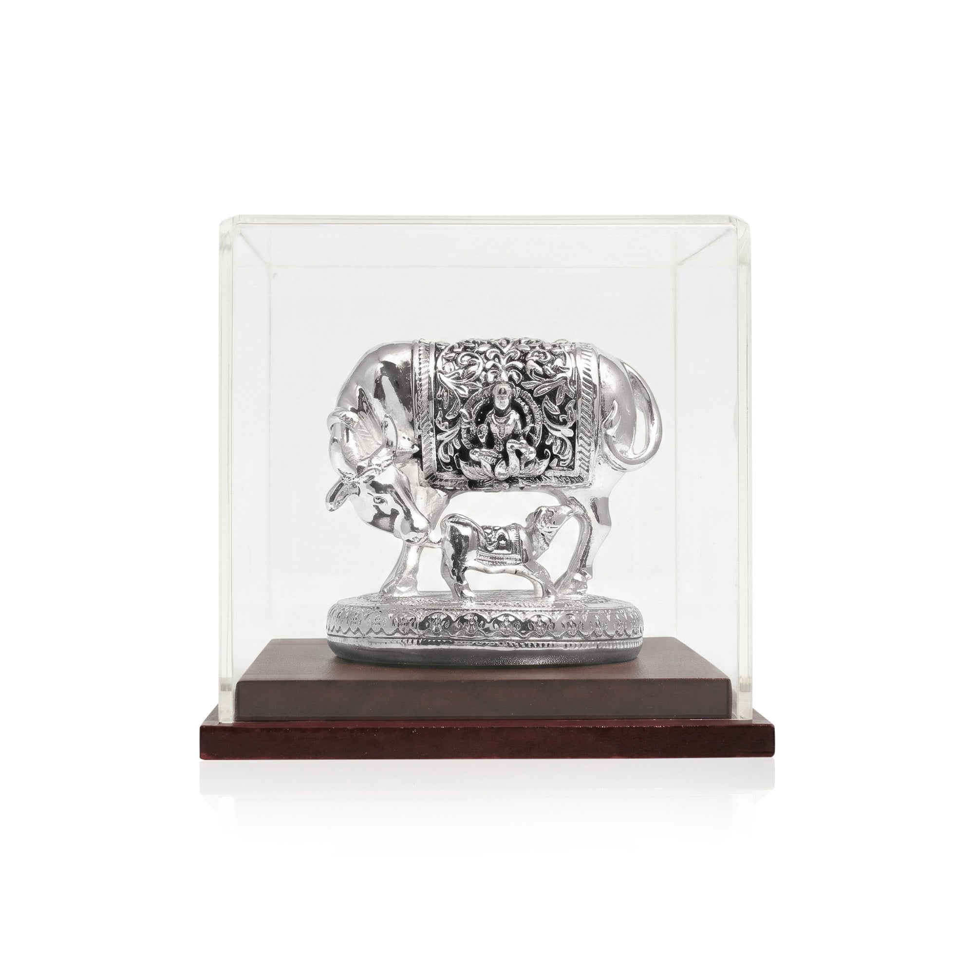 999 Silver Kamdhenu Intricate Carvings Idol