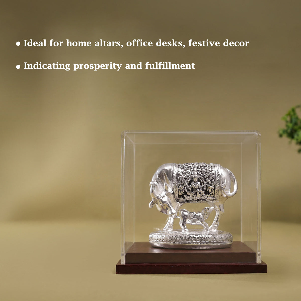 999 Silver Kamdhenu Intricate Carvings Idol