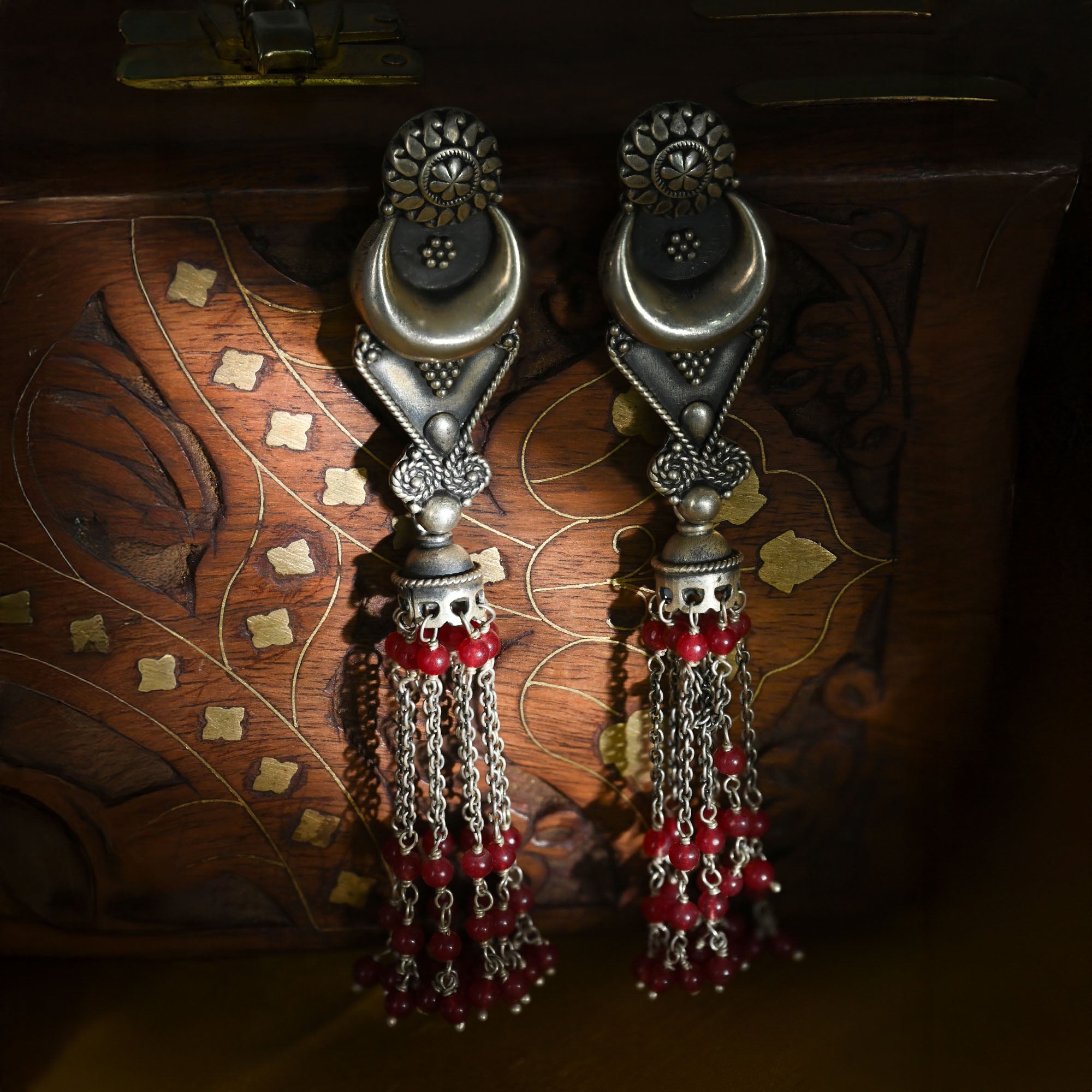 Crimson Tassel Earrings