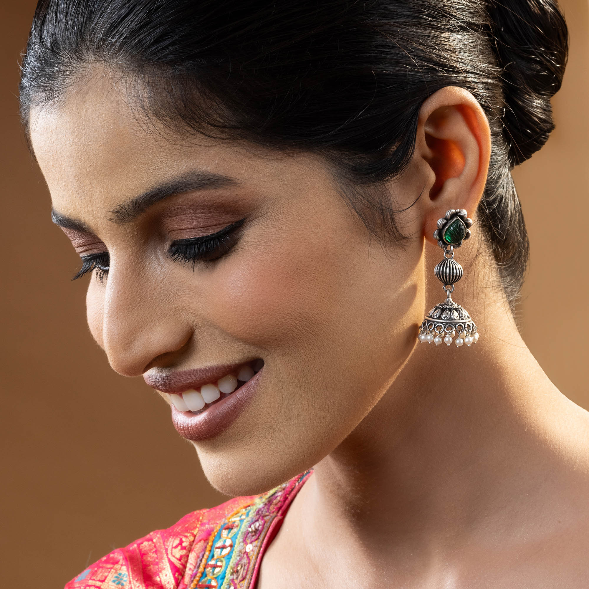 Floral Stud Jhumkas