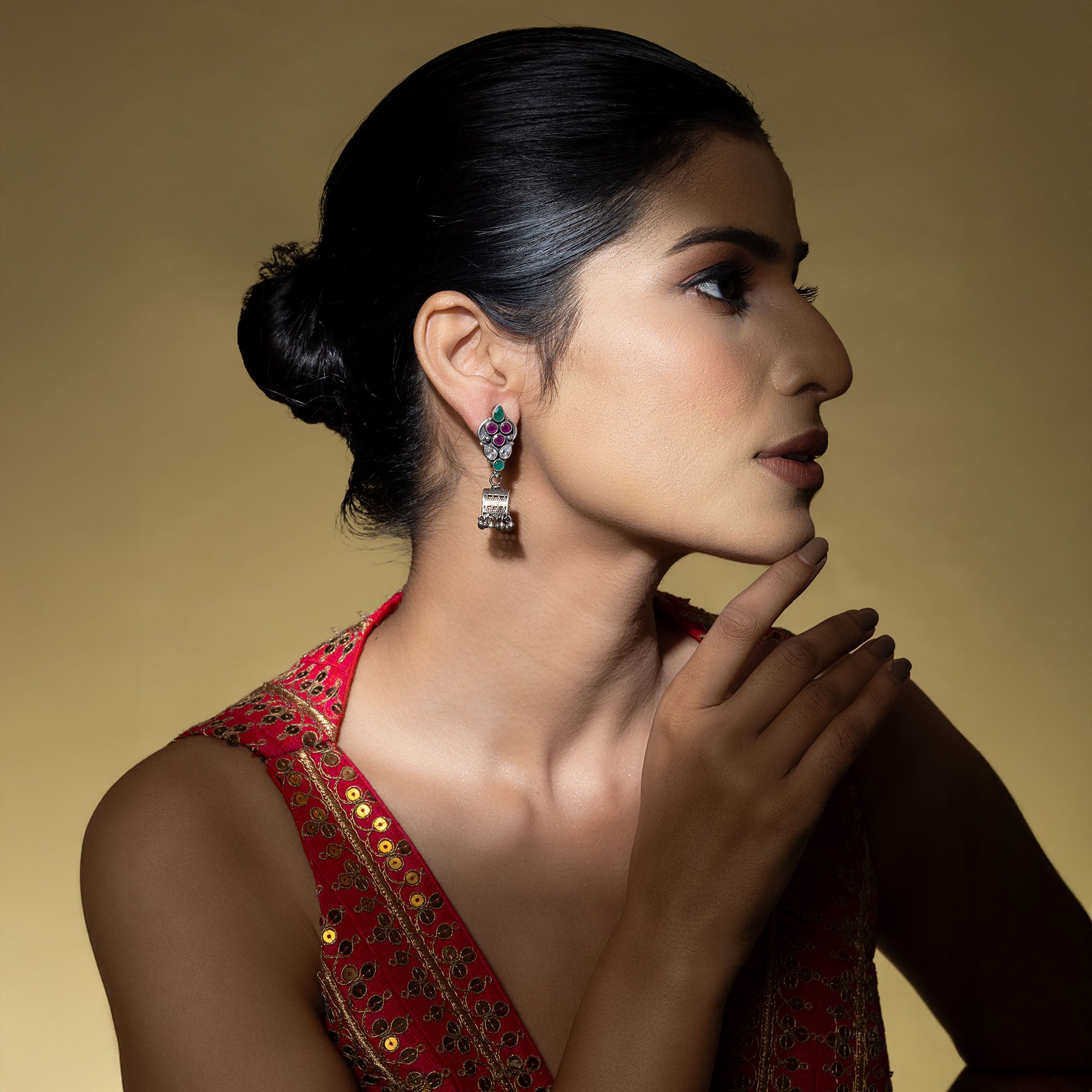 Multi-Stone Silver Earrings