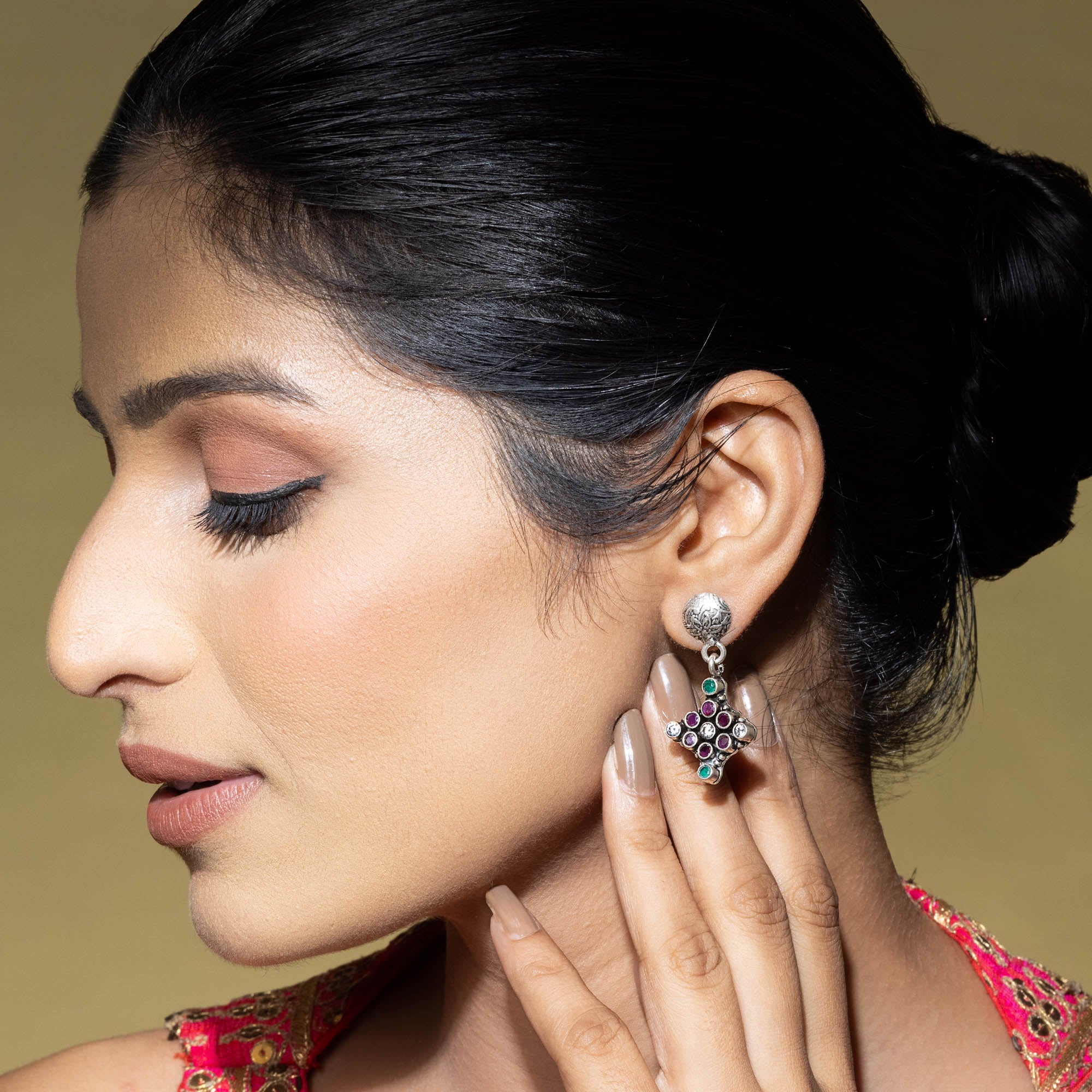 Multi-Stone Cluster Earrings