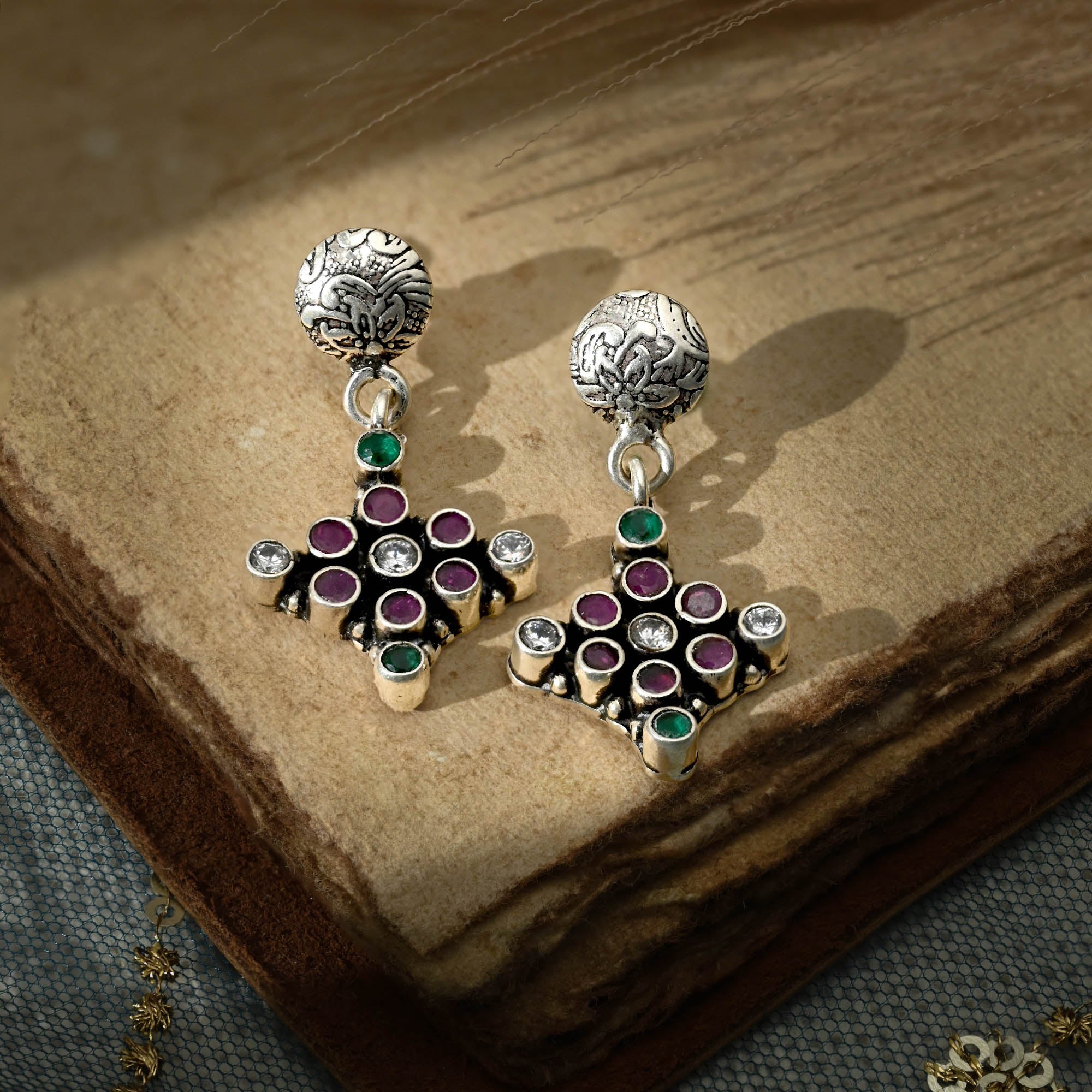 Multi-Stone Cluster Earrings